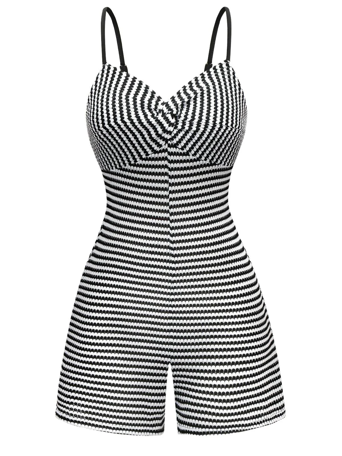 Schwarz & Weiß 1930er Horizontal Streifen Romper