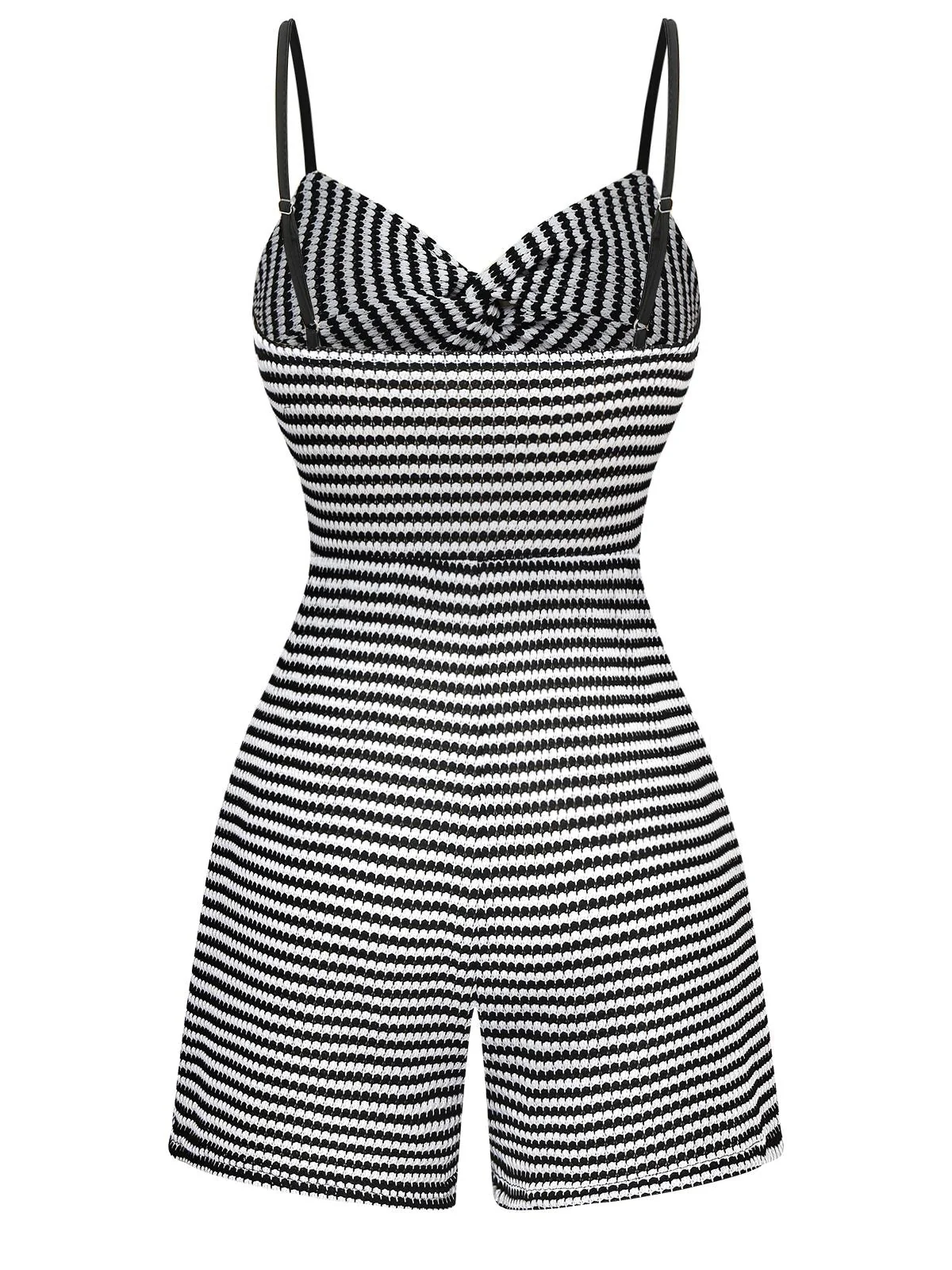 Schwarz & Weiß 1930er Horizontal Streifen Romper - Image 2