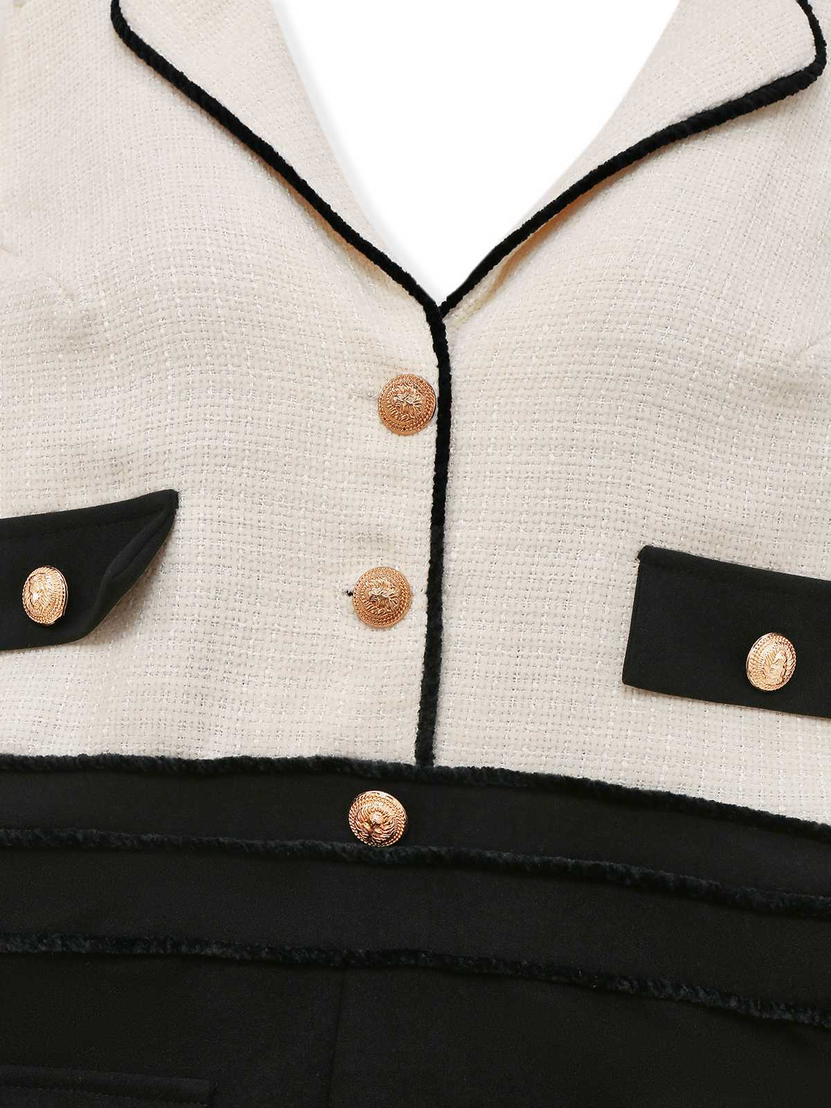 Schwarz & Weiß 1930er Kontrast Gekerbter Kragen Jumpsuit - Image 3