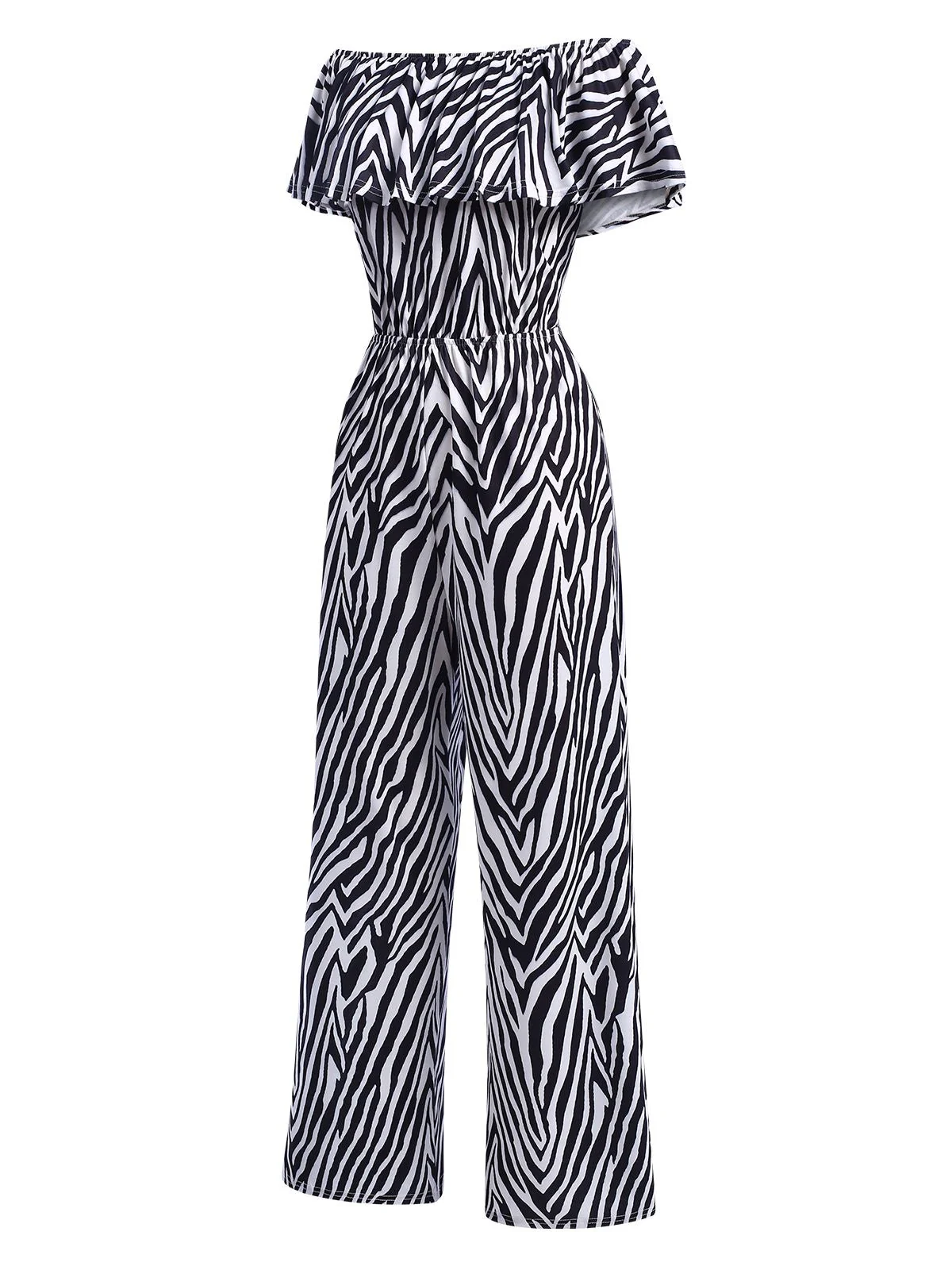 Schwarz&Weiß 1930er Schulterfrei Zebrastreifen Jumpsuit - Image 3