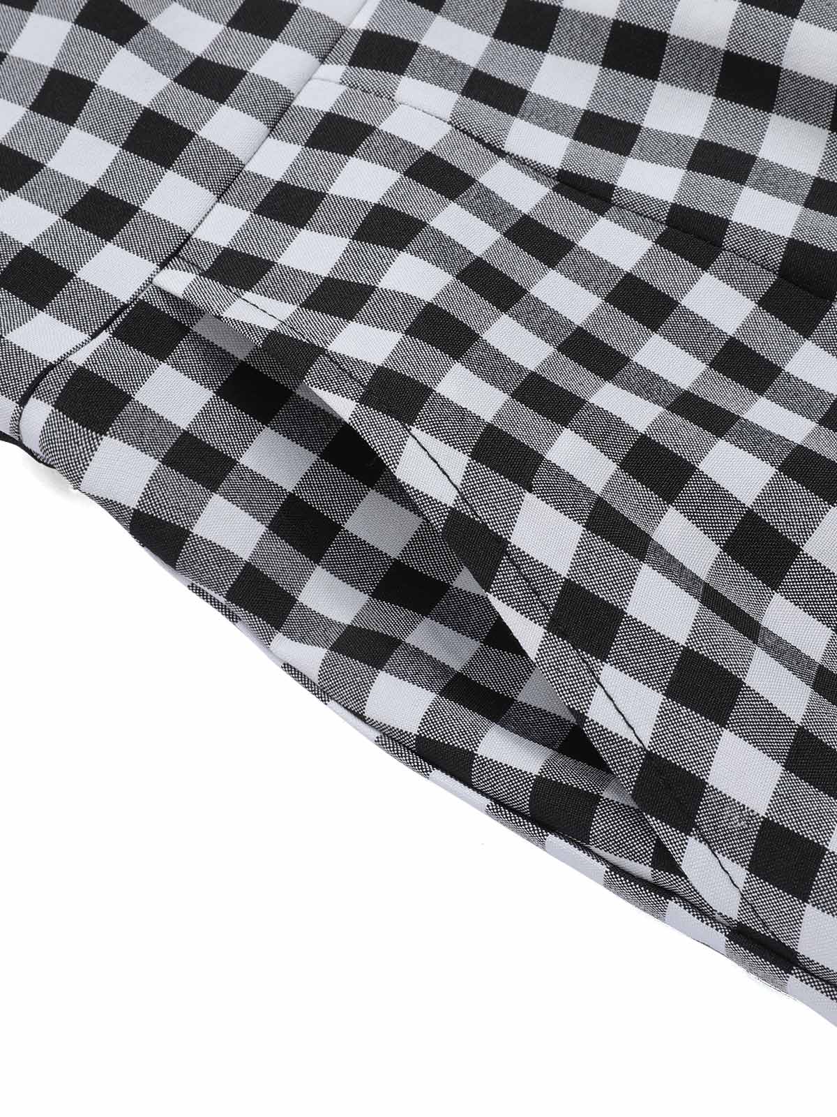 Schwarz Weiß 1940er Plaid Revers Halter Jumpsuit - Image 9