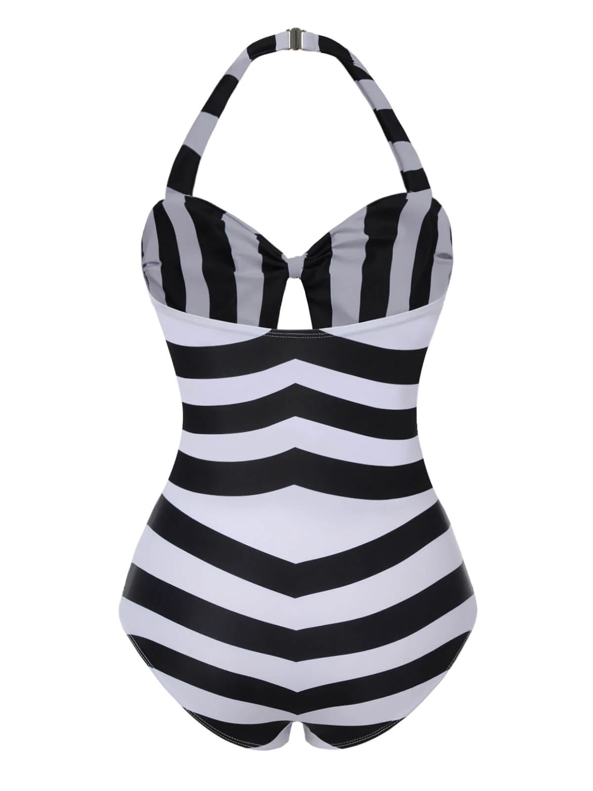 Schwarz & Weiß 1950er Barbie Stripes Halter Badeanzug - Image 5