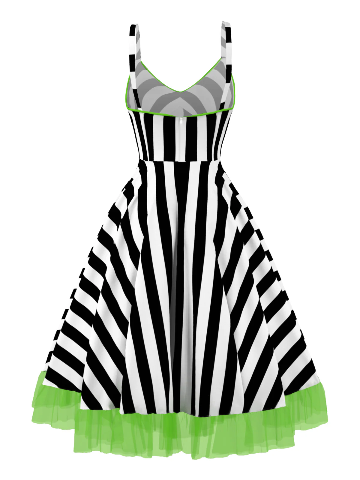 Schwarz & Rosa 1950er Beetlejuice Kostüm Streifen Fluoreszierend Spitze Kleid - Image 6