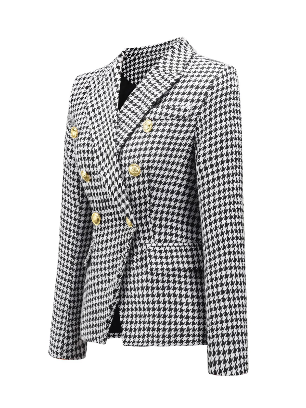 Schwarz & Weiß 1950er Zweireihig Hahnentrittmuster Blazer - Image 2