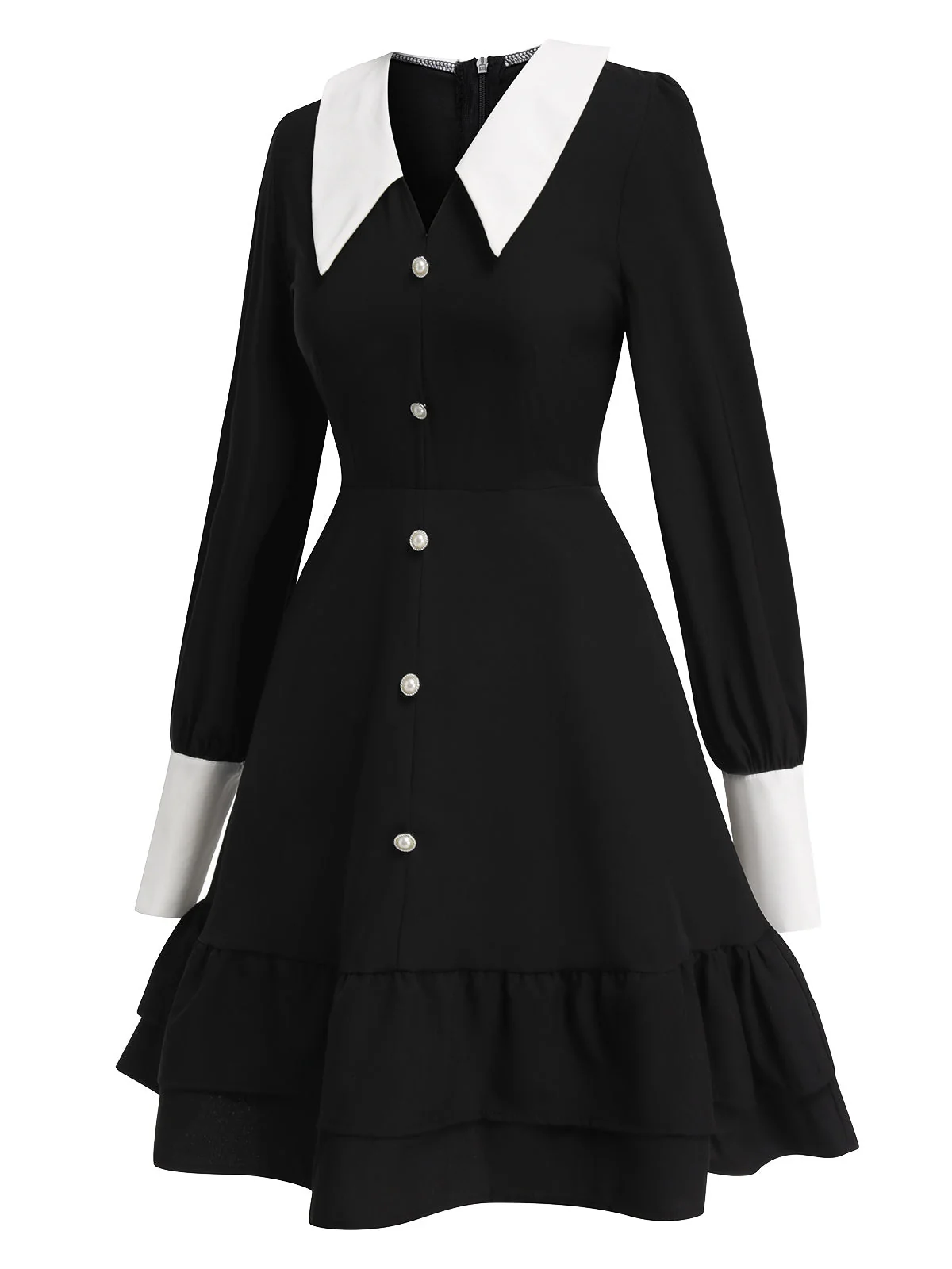 Schwarz & Weiß 1960er Doll Kragen Skater Kleid - Image 2