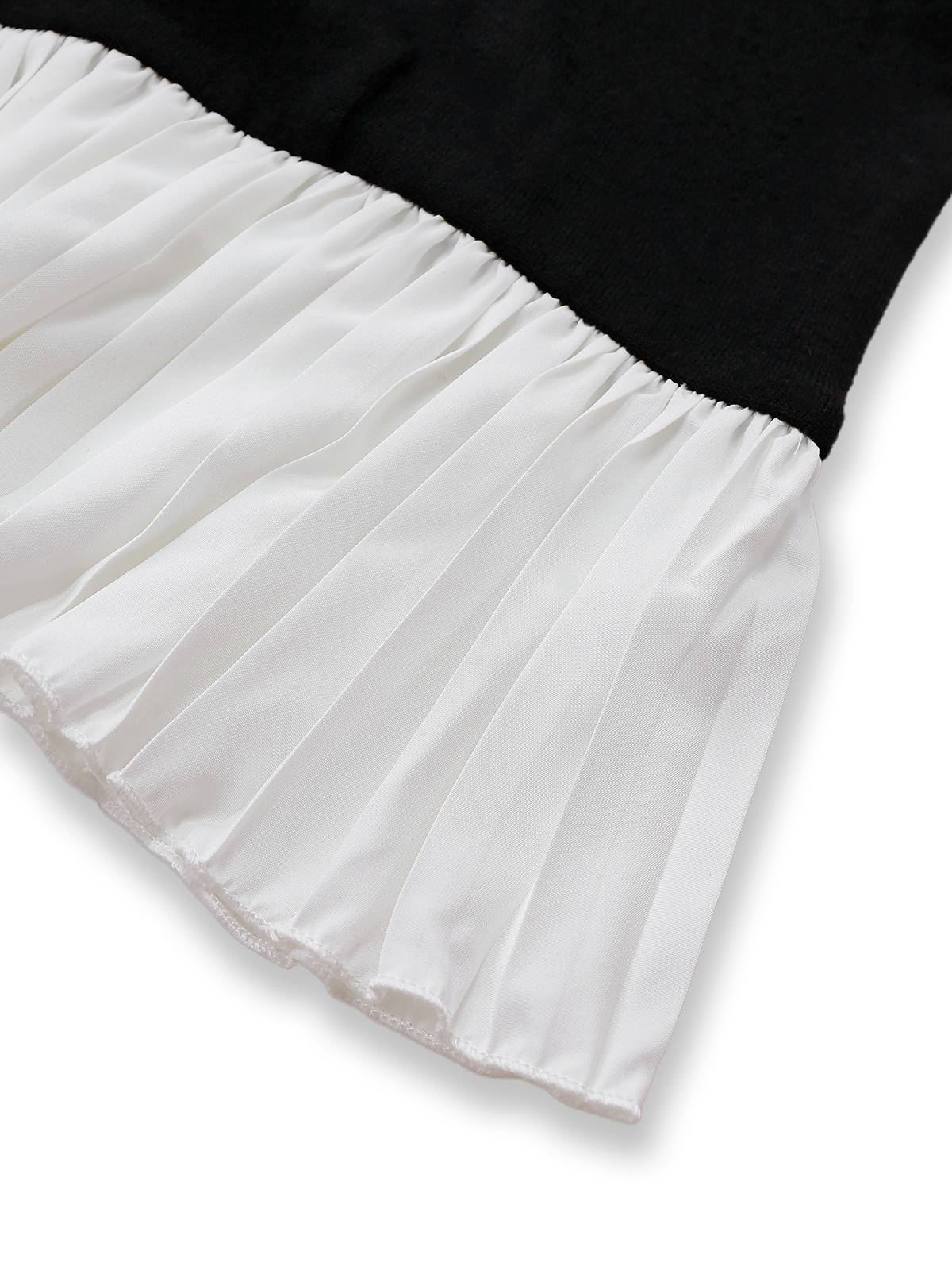 Schwarz & Weiß 1960er Farbblock Plissiertes Revers Kleid - Image 5