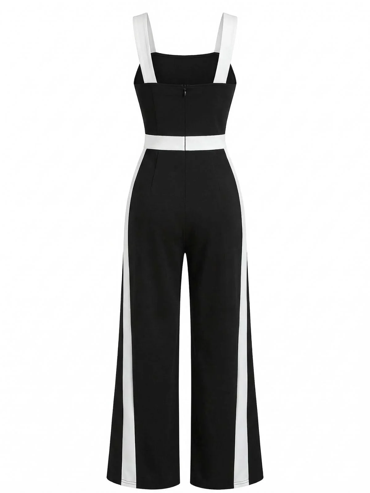 Schwarz & Weiß 1960er Farbblock Träger Jumpsuit - Image 4