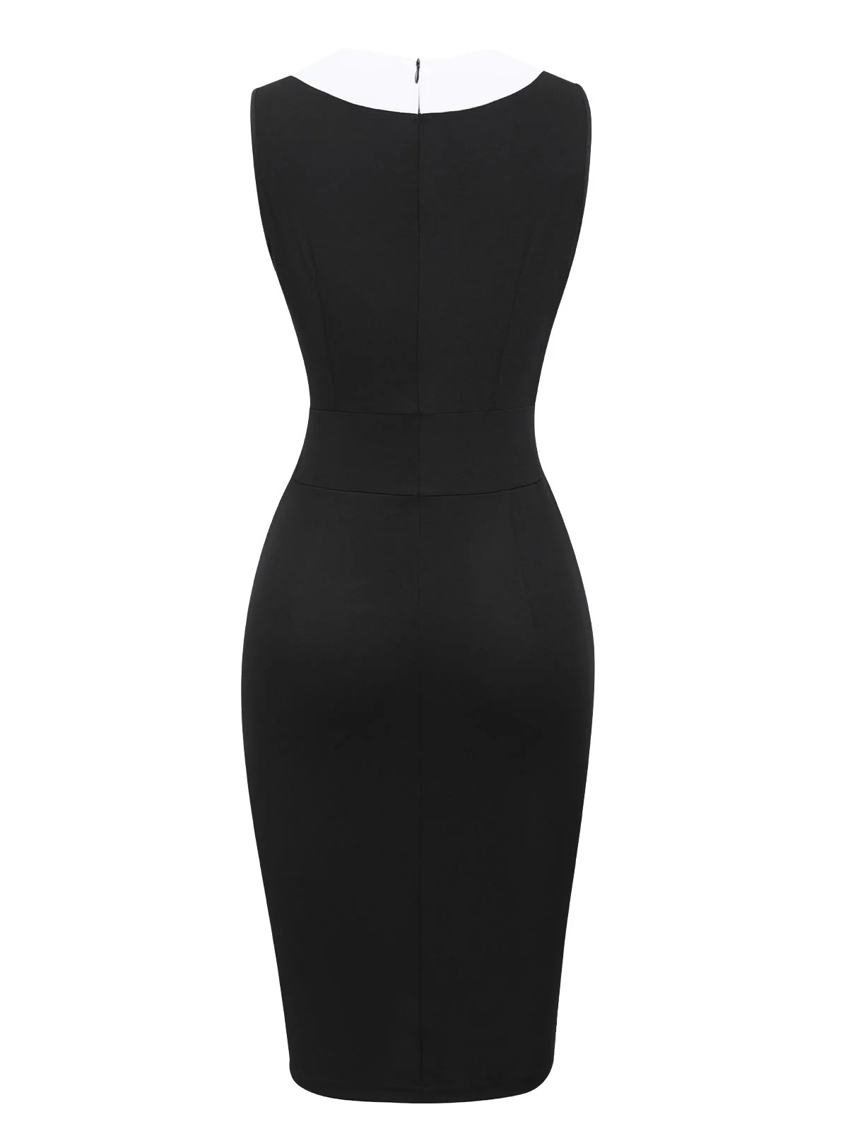 Schwarz & Weiß 1960er Knöpfen V-Ausschnitt Patchwork Kleid - Image 3