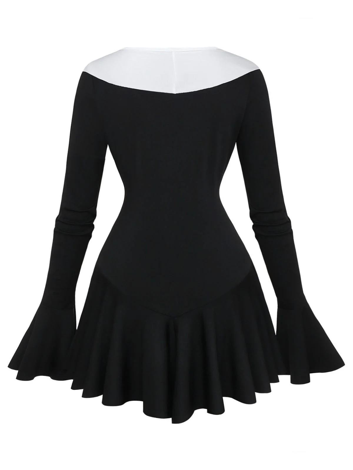 Schwarz & Weiß 1960er Rüschen Peplum Kleid - Image 3