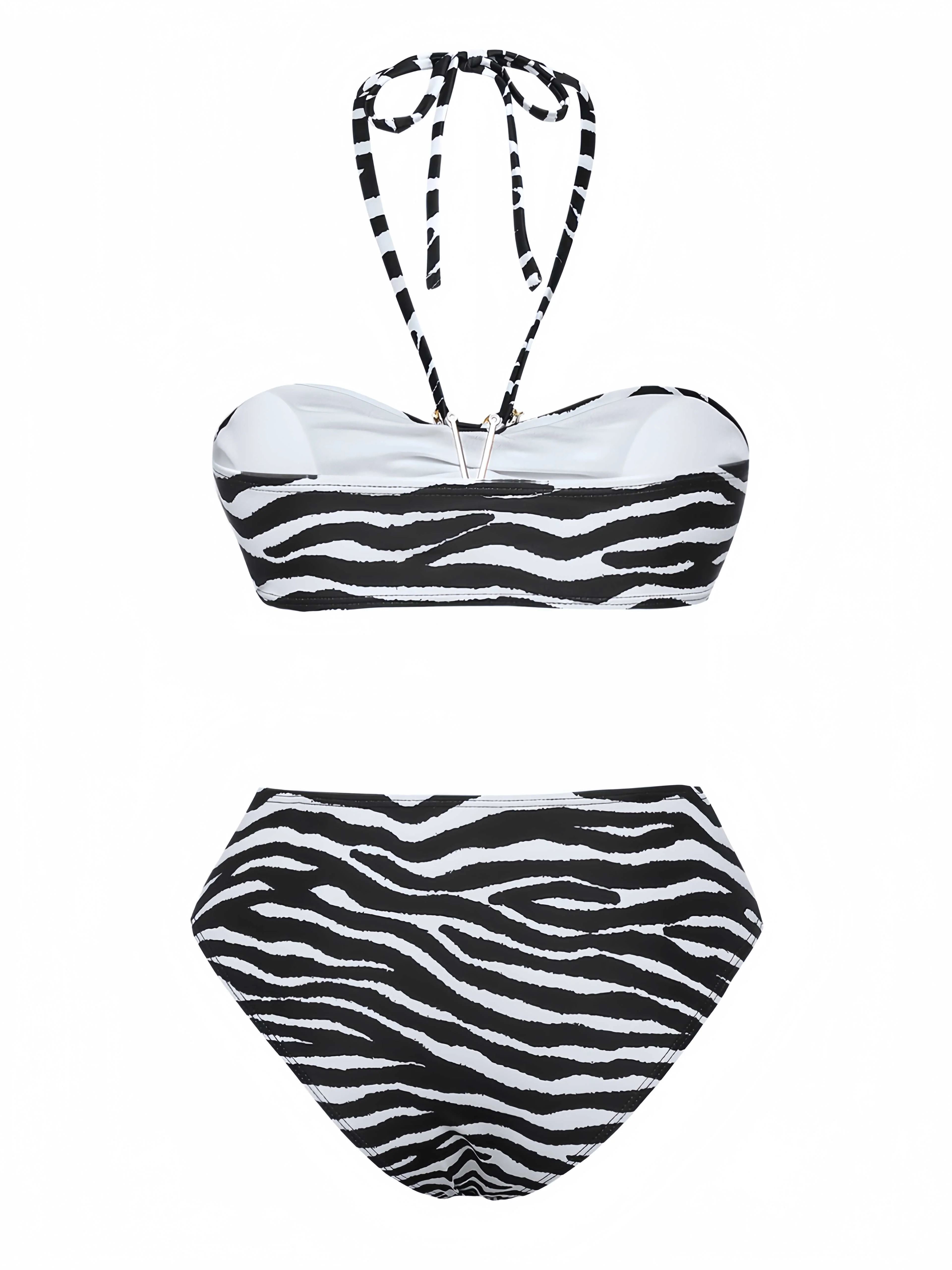 Schwarz & Weiß 1960er Zebra Druck Seestern Akzente Bikini Set - Image 3