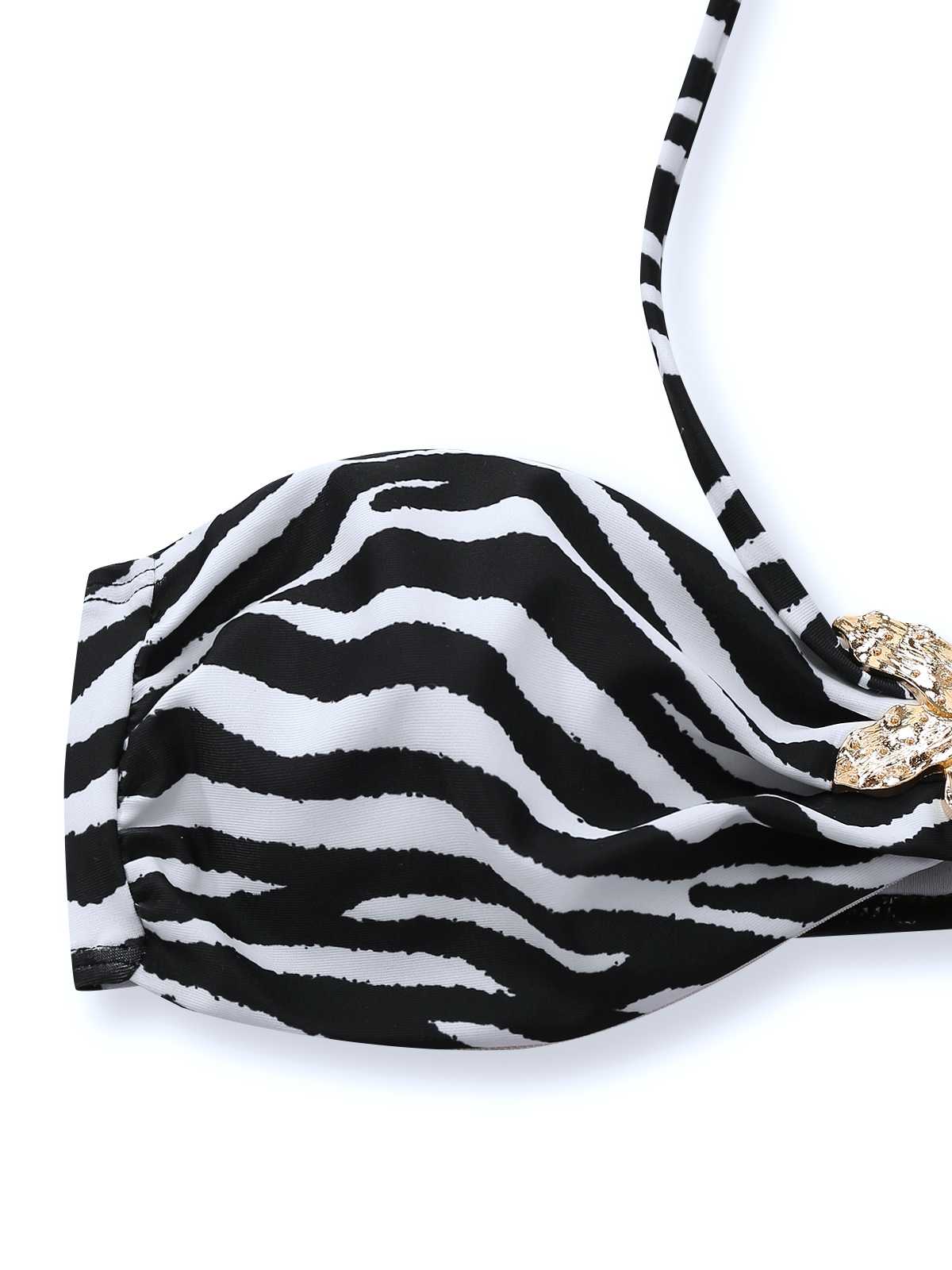 Schwarz & Weiß 1960er Zebra Druck Seestern Akzente Bikini Set - Image 5
