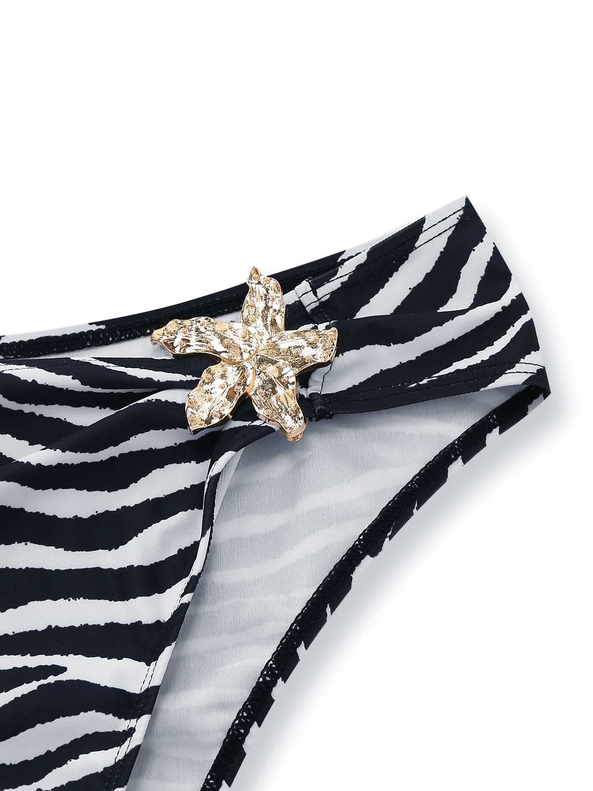 Schwarz & Weiß 1960er Zebra Druck Seestern Akzente Bikini Set - Image 7