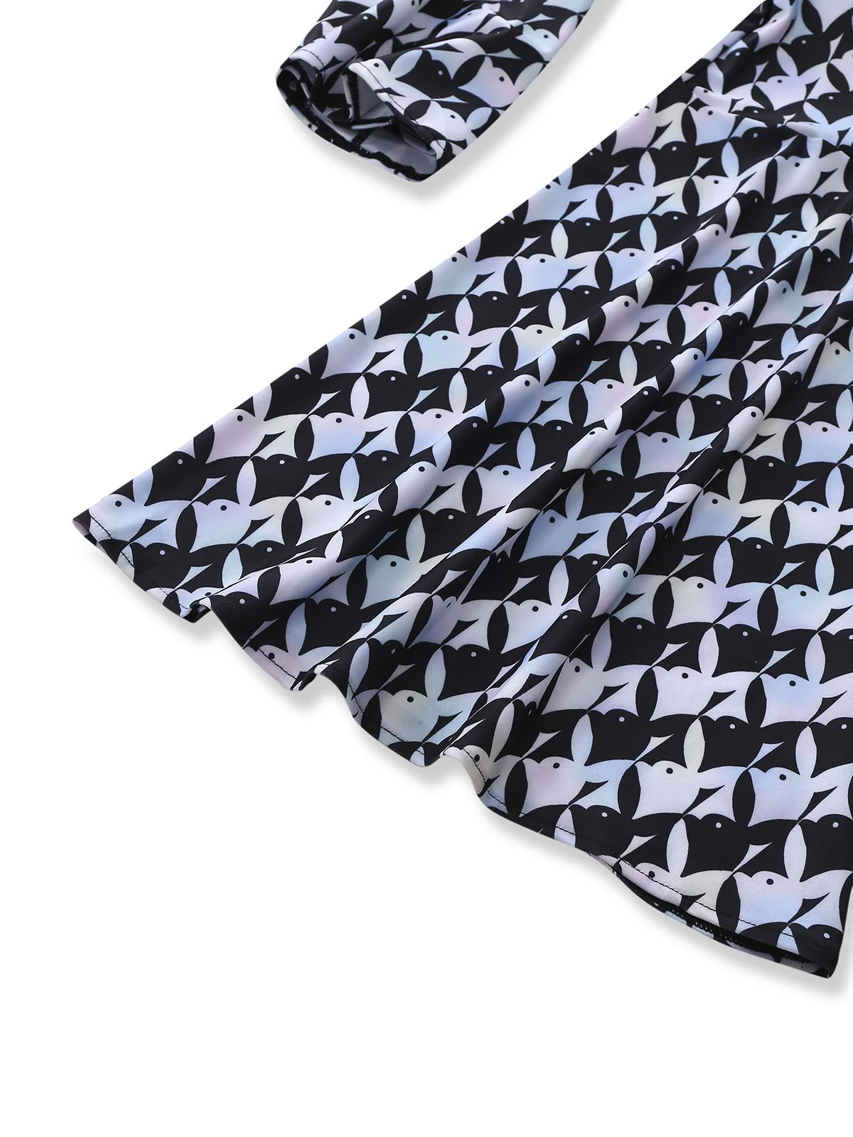 Schwarz & Weiß 1980er Hahnentritt Glockenärmel Jumpsuit - Image 5