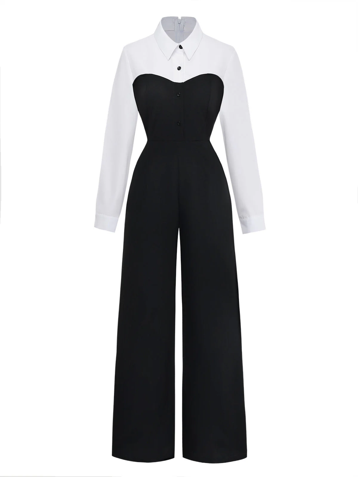 Schwarz & Weiß 1980er Schein-Zweiteilig Revers Jumpsuit - Image 2