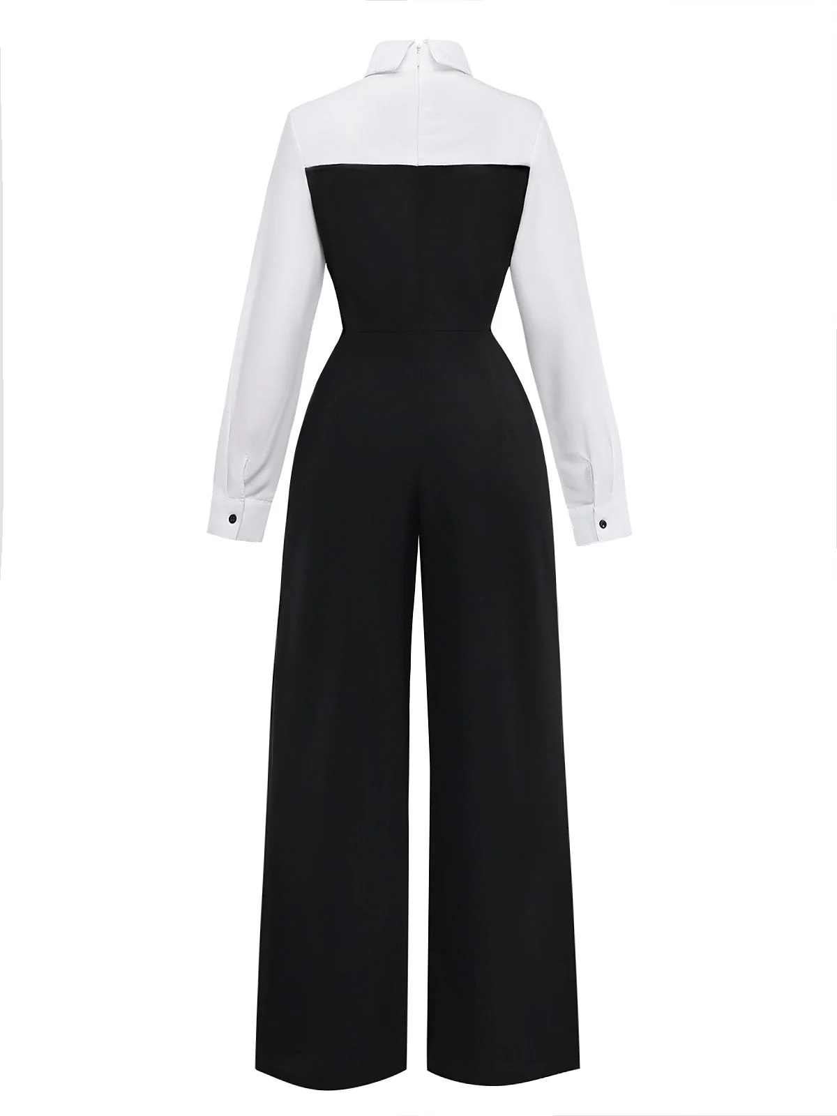 Schwarz & Weiß 1980er Schein-Zweiteilig Revers Jumpsuit - Image 3