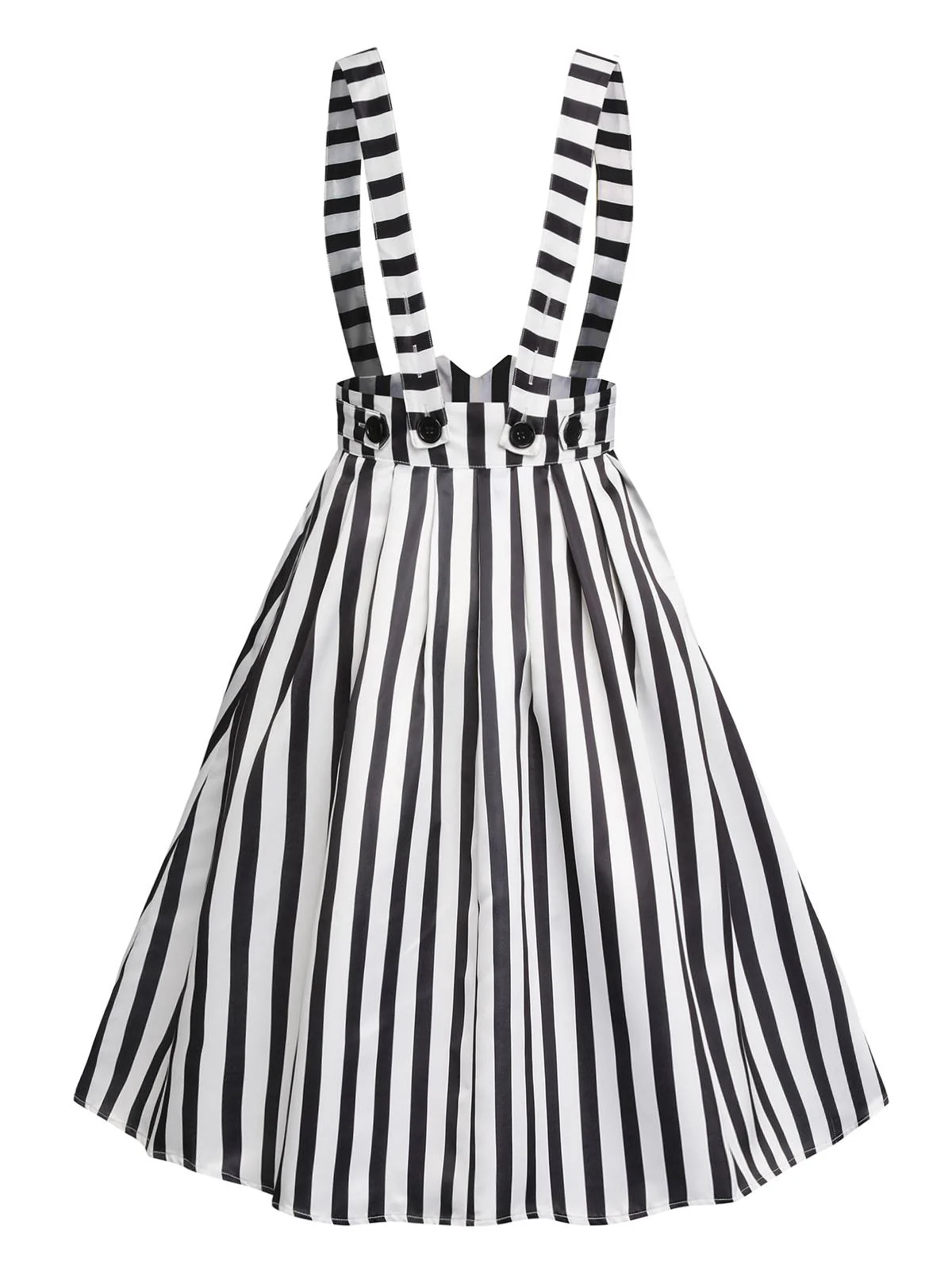 Schwarz & Weiß 1950er Streifen Straps Rock - Image 3
