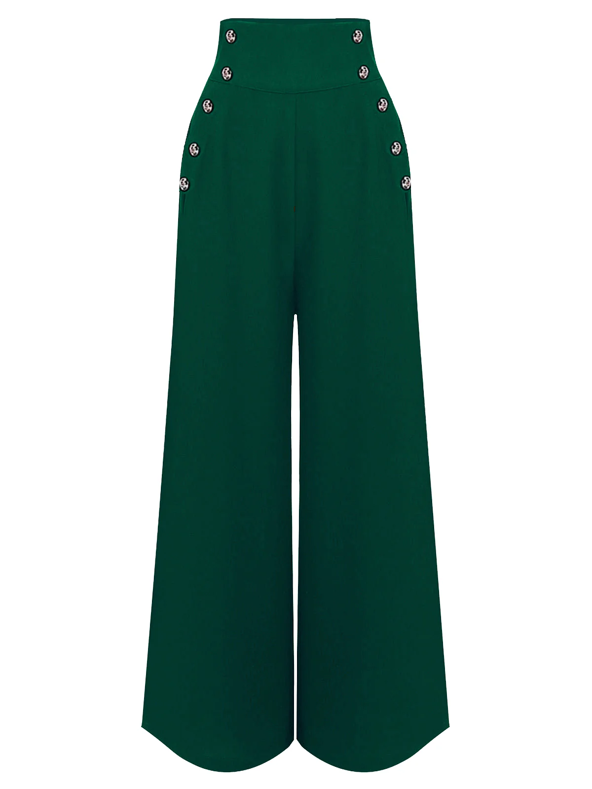 Grün Hose Mit Weitem Bein Und Hoher Taille - Image 3