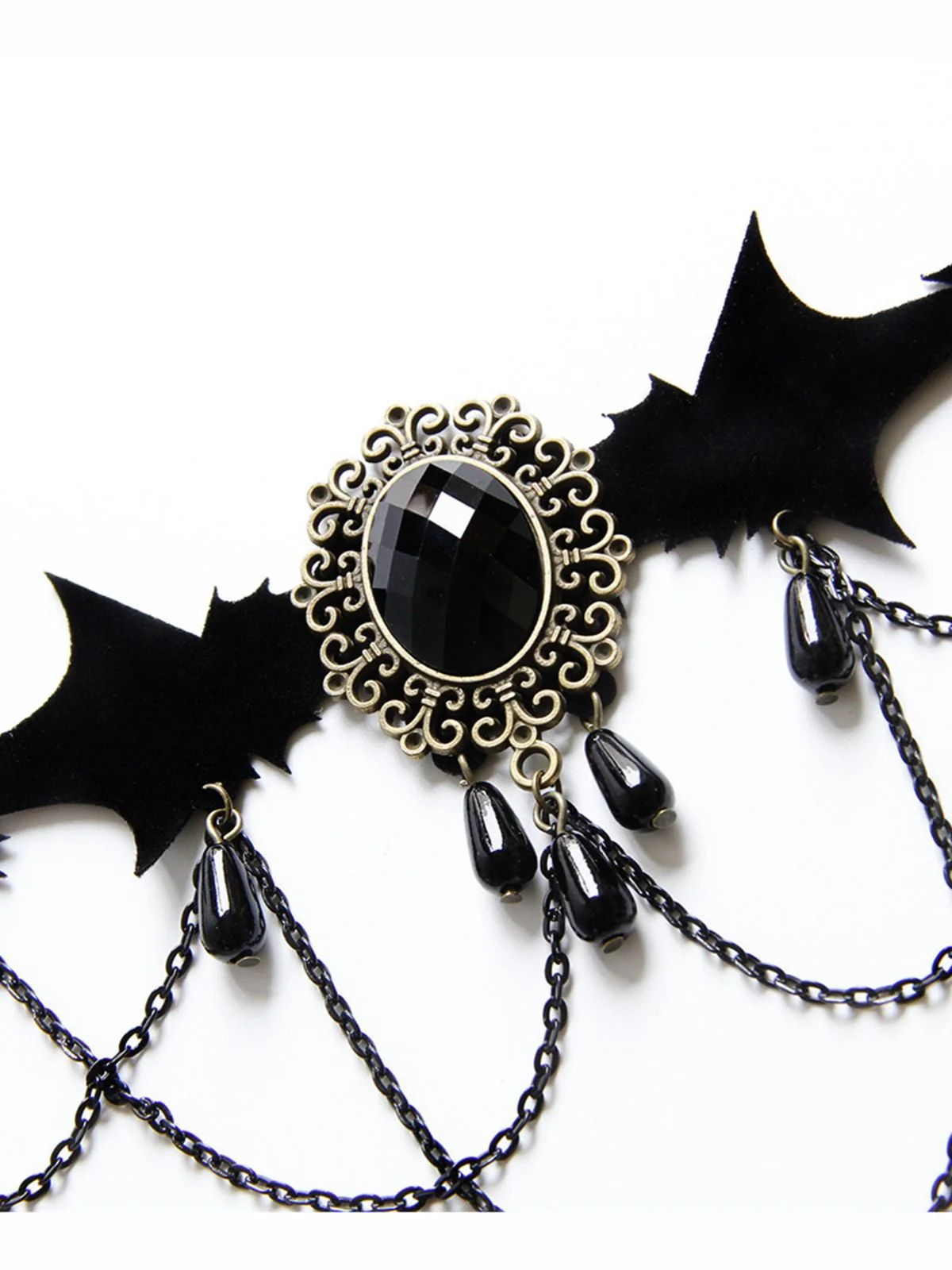 Schwarze Retro Halloween Edelsteinkette - Image 2