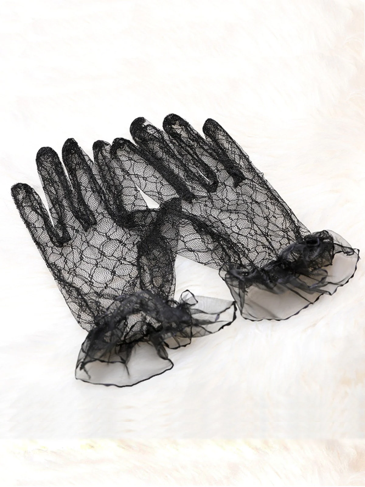 Schwarz Retro Spitze Durchsichtig Handschuhe - Image 2