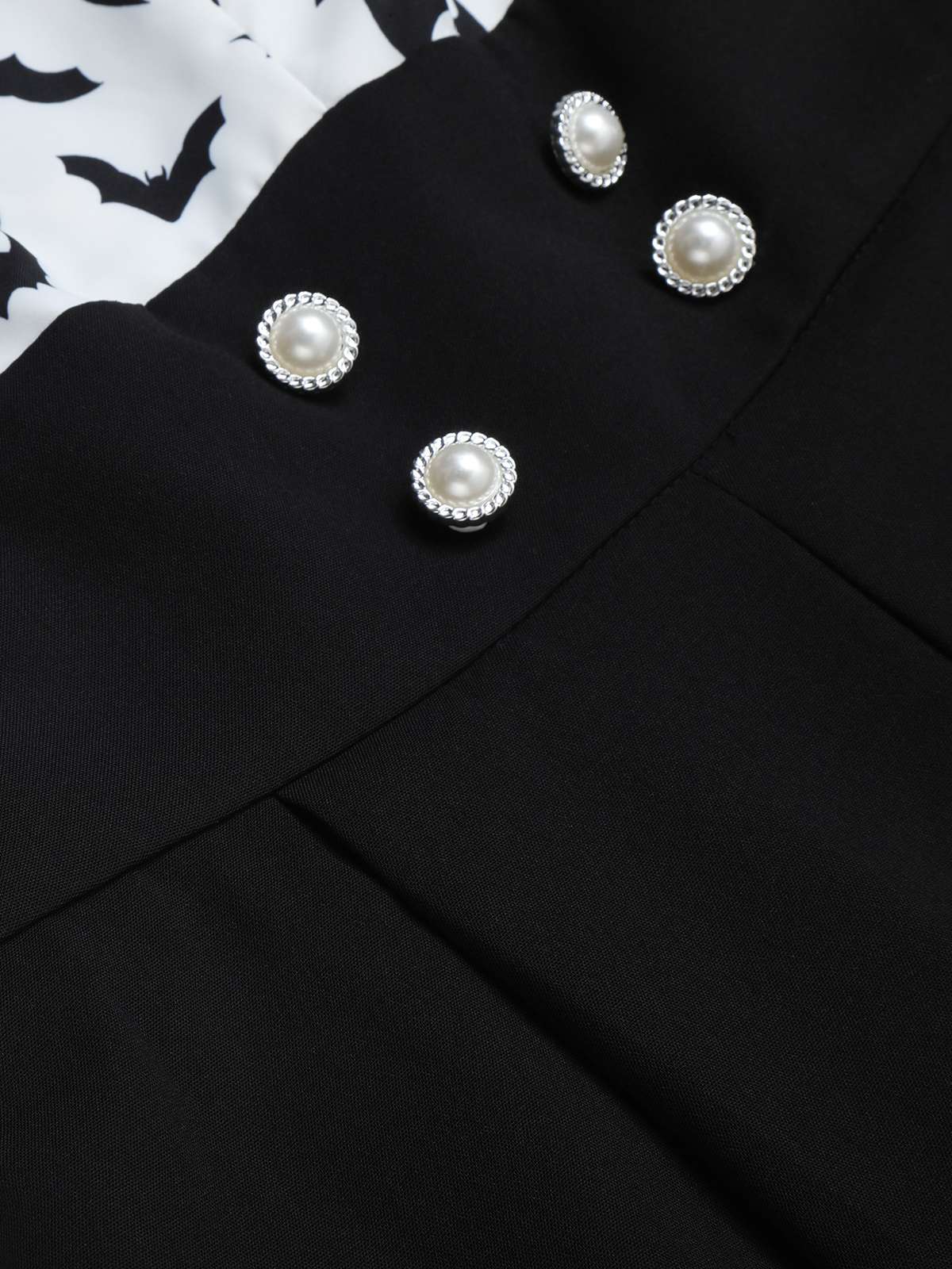 Schwarz 1930er Halloween Fledermaus Patchwork Jumpsuit - Image 6