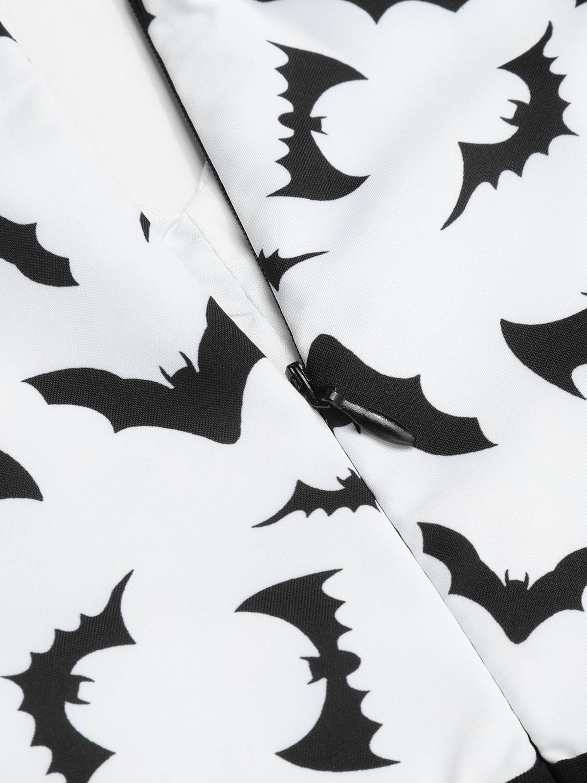 Schwarz 1930er Halloween Fledermaus Patchwork Jumpsuit - Image 8