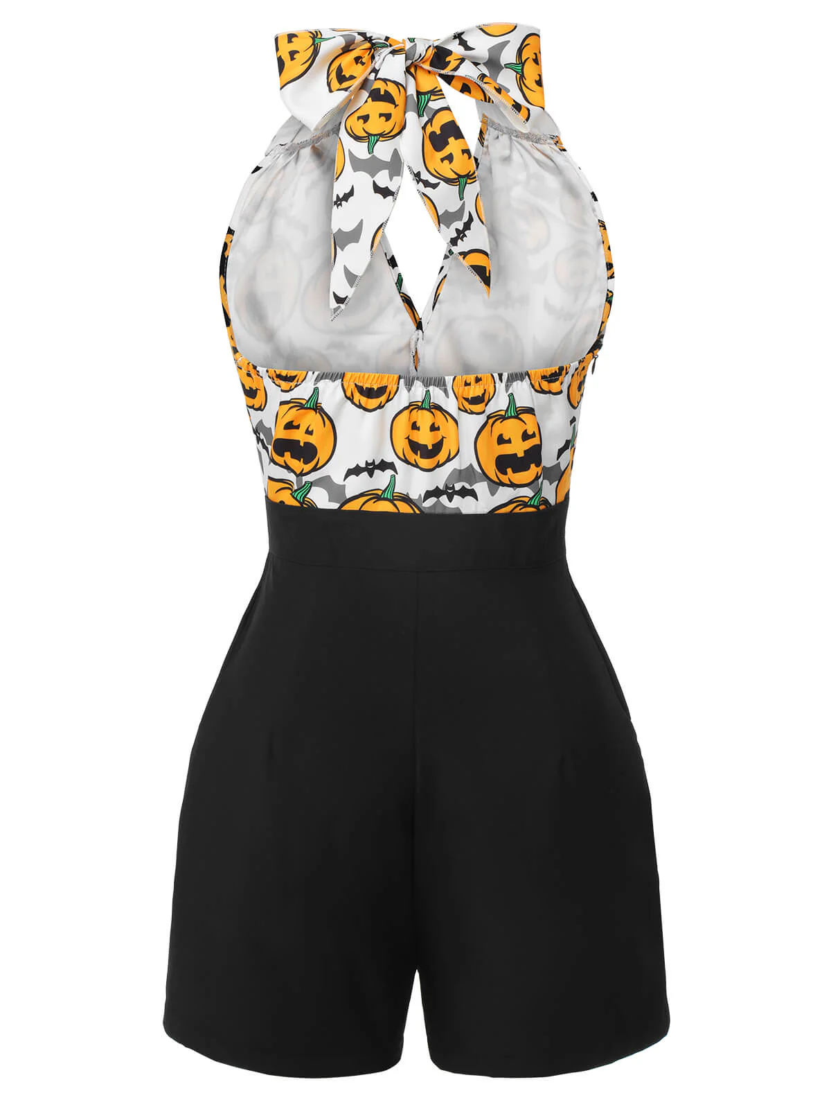Schwarz 1950er Halloween Kürbis Halter Romper - Image 4