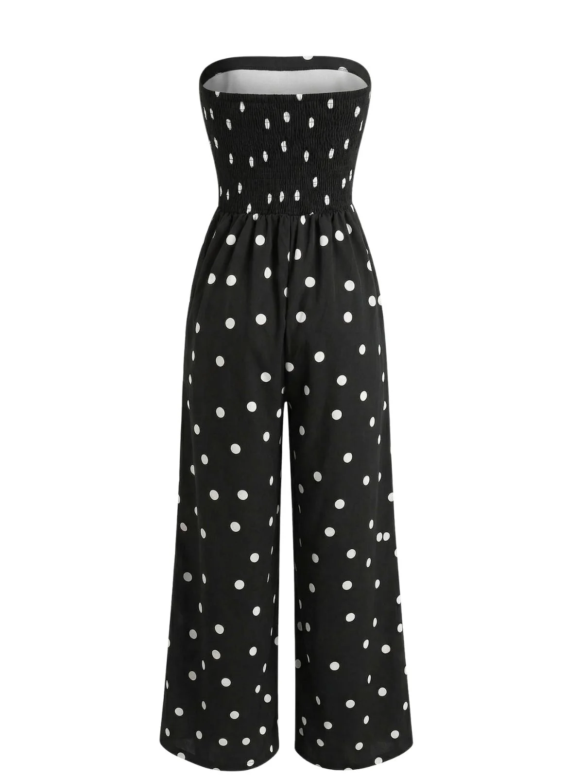 Schwarzer 50er Jumpsuit mit Polka-Dots und trägerlos - Image 4