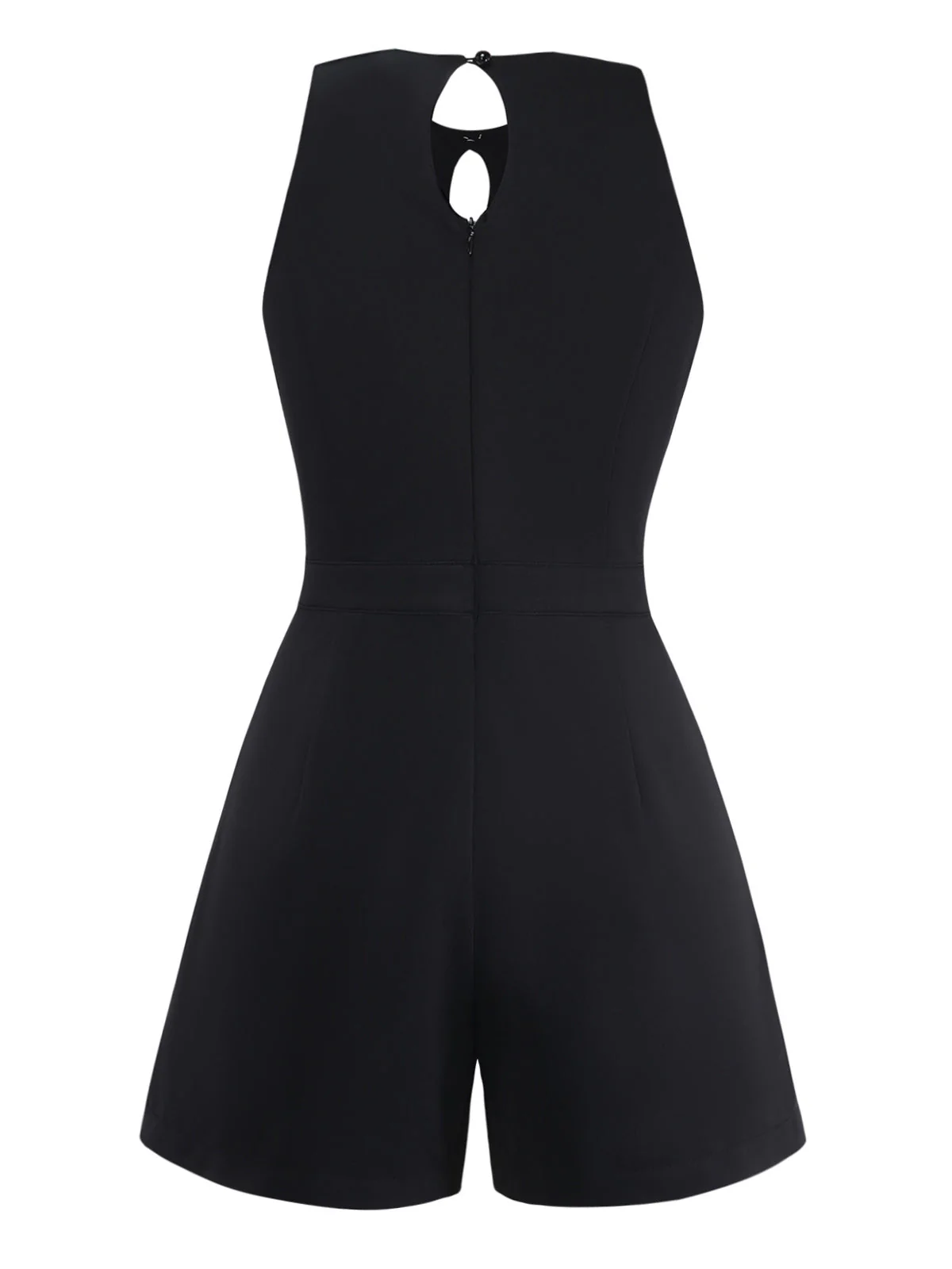 [Vorverkauf] Schwarzer 80er Ärmelloses Romper mit Neckholder und Schleife - Image 4