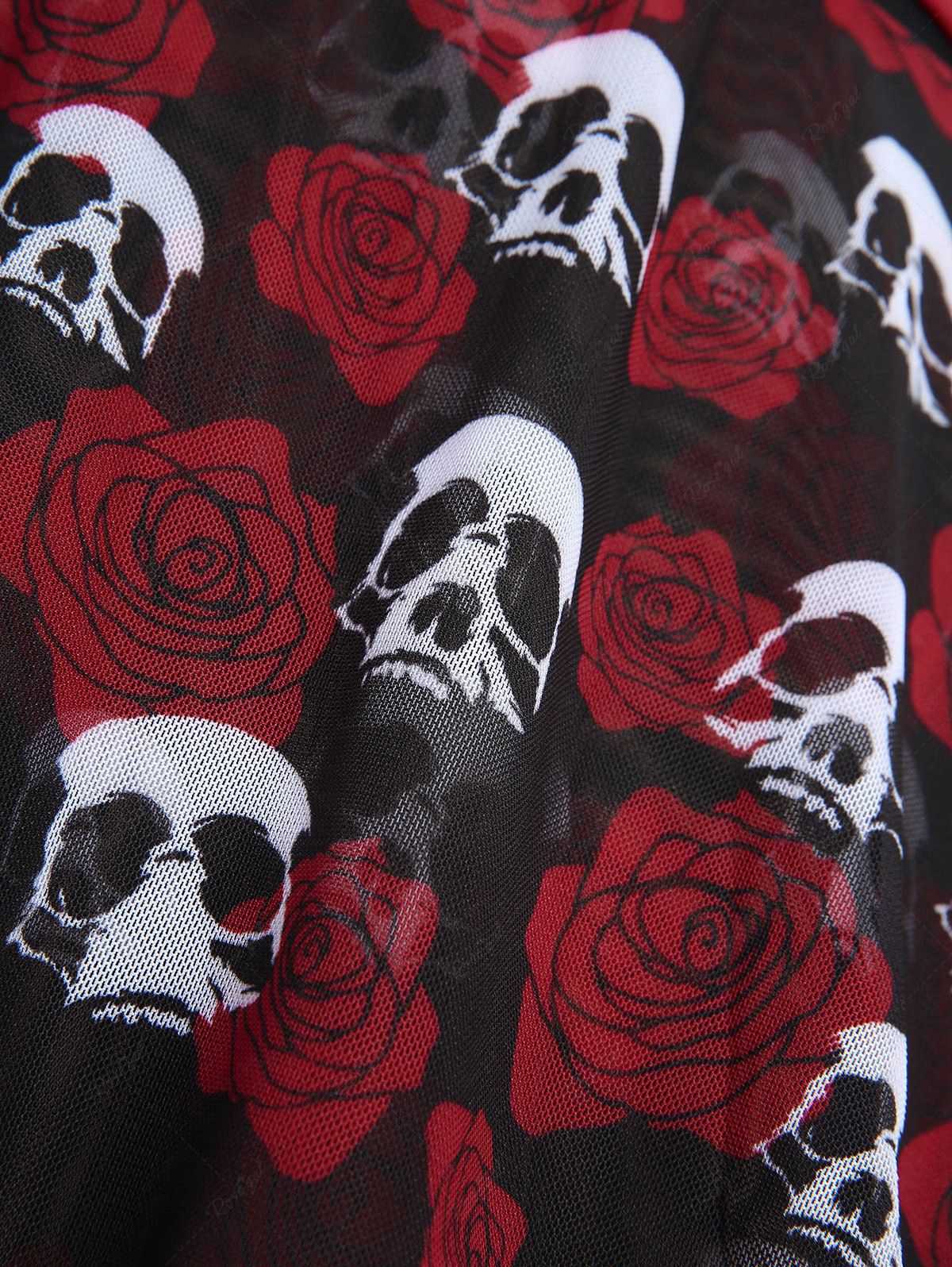 [Vorverkauf] Schwarzer & Rosa 80er Gothic-Badeanzug mit Totenkopf und Rose - Image 4