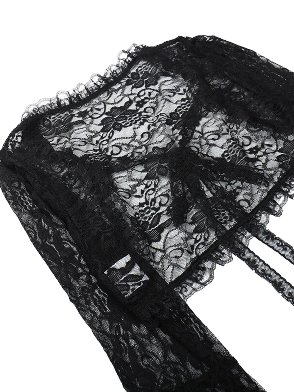 Schwarzes 1930er Halloween Spitzen Top mit weiten Ärmeln - Image 3