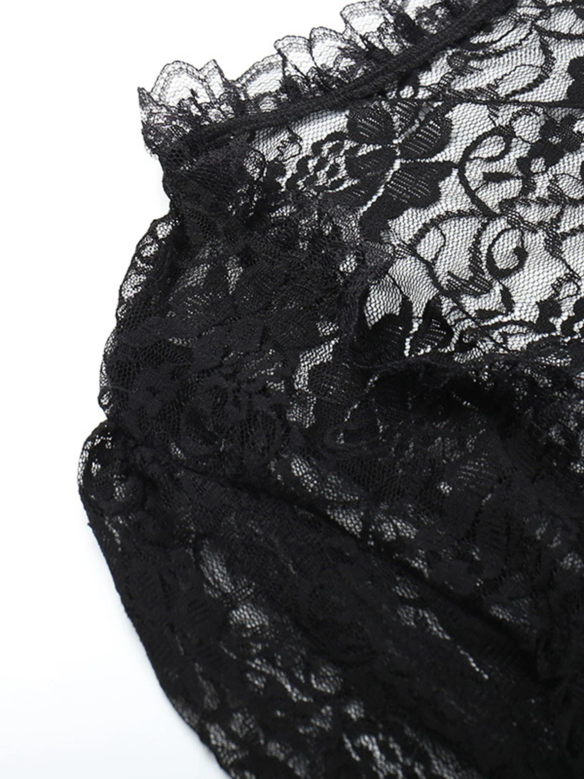 Schwarzes 1930er Halloween Spitzen Top mit weiten Ärmeln - Image 4