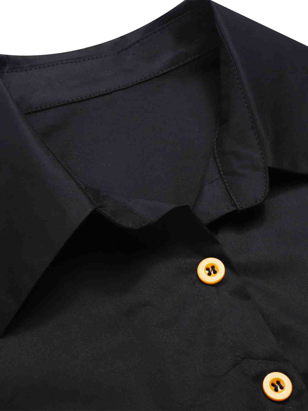Schwarzes 1940er Halloween Revers Kürbis Gürtelkleid - Image 10