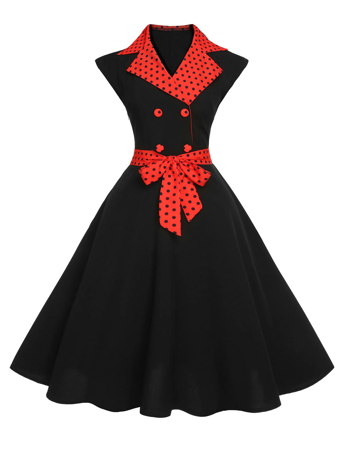 Schwarz 1950er Halloween Tupfen Swing Kleid