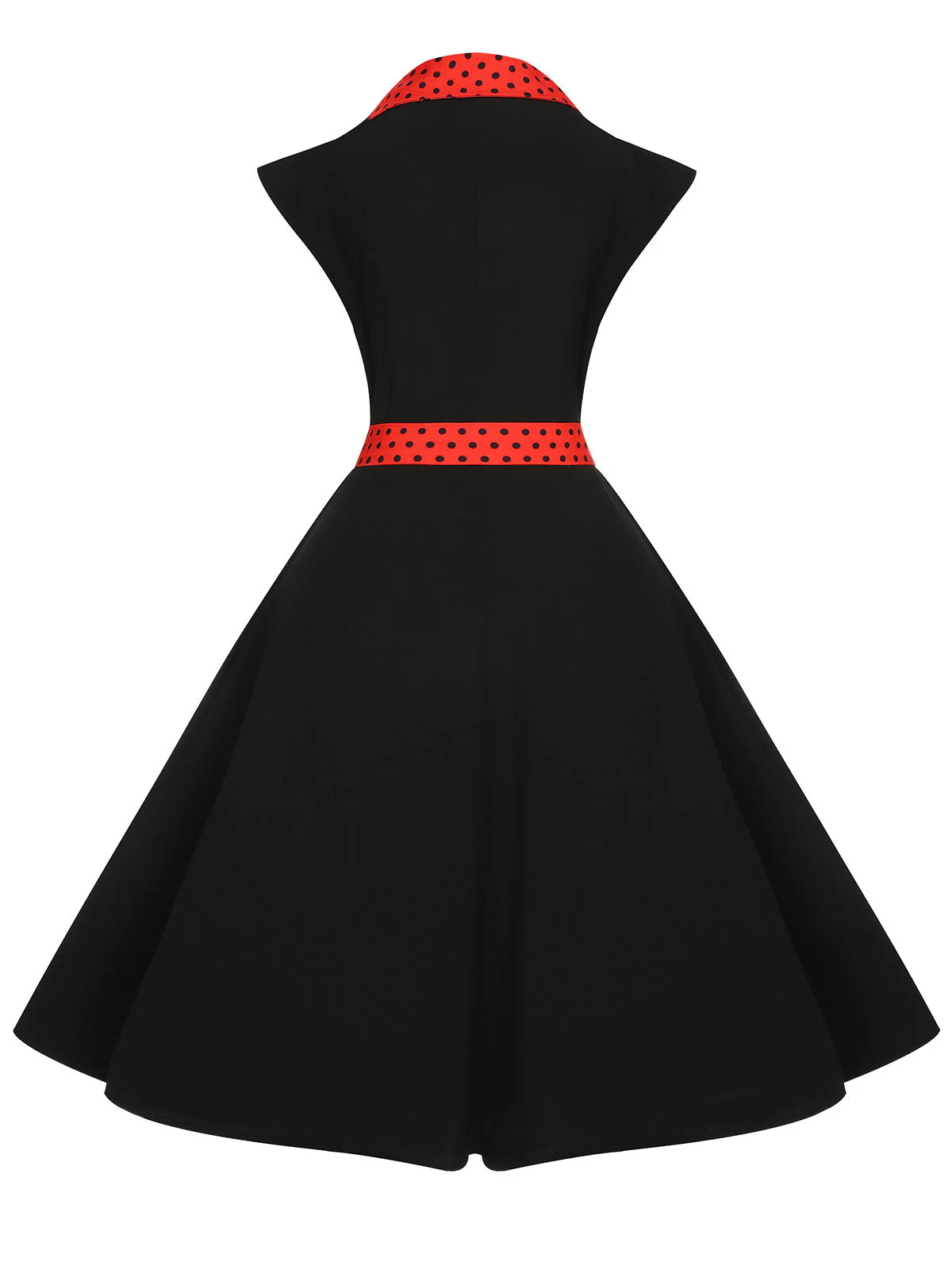 Schwarz 1950er Halloween Tupfen Swing Kleid - Image 2