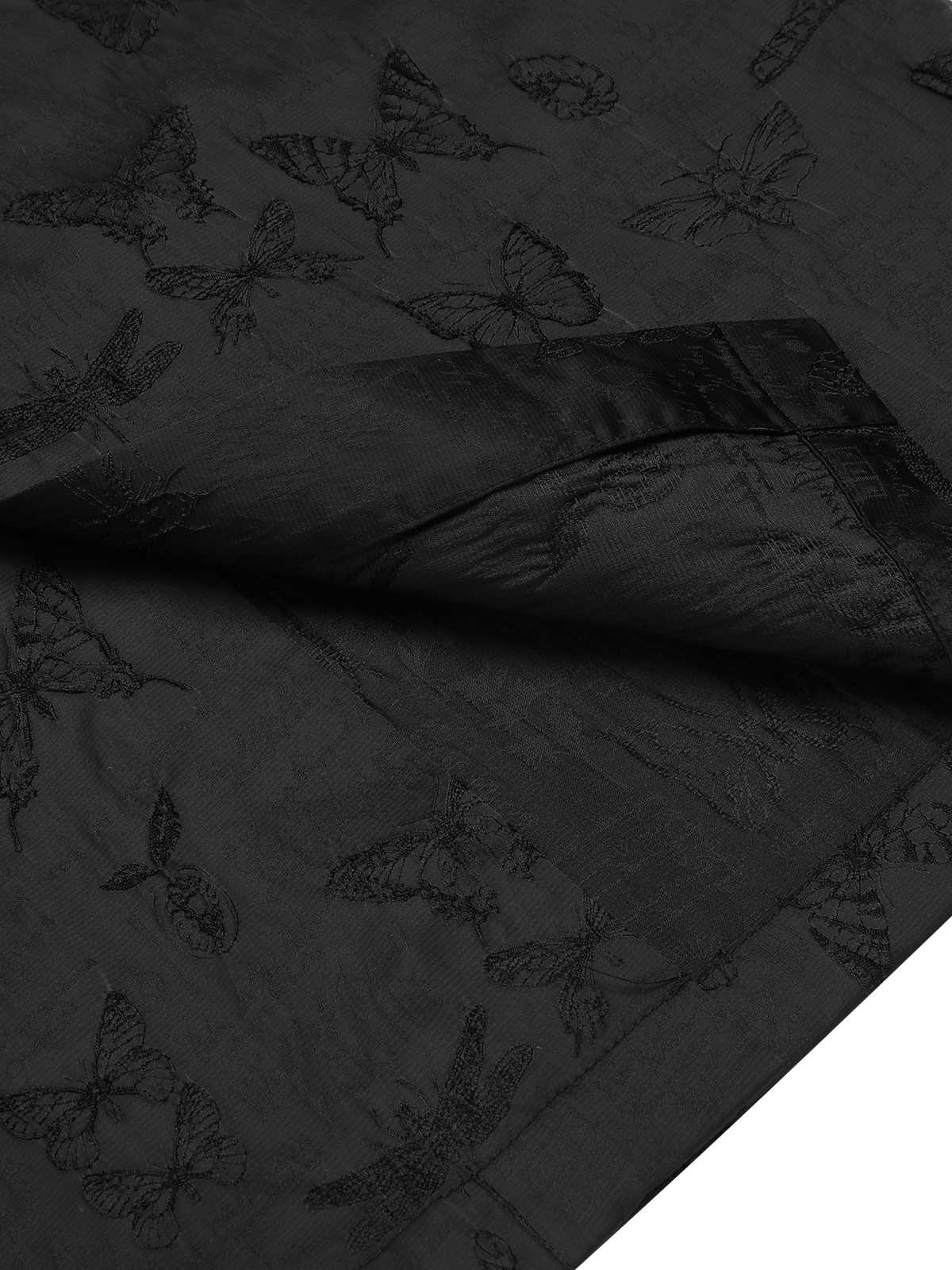 Schwarz 1960er Uni Ärmellos Schmetterlinge Gürtel Kleid - Image 7