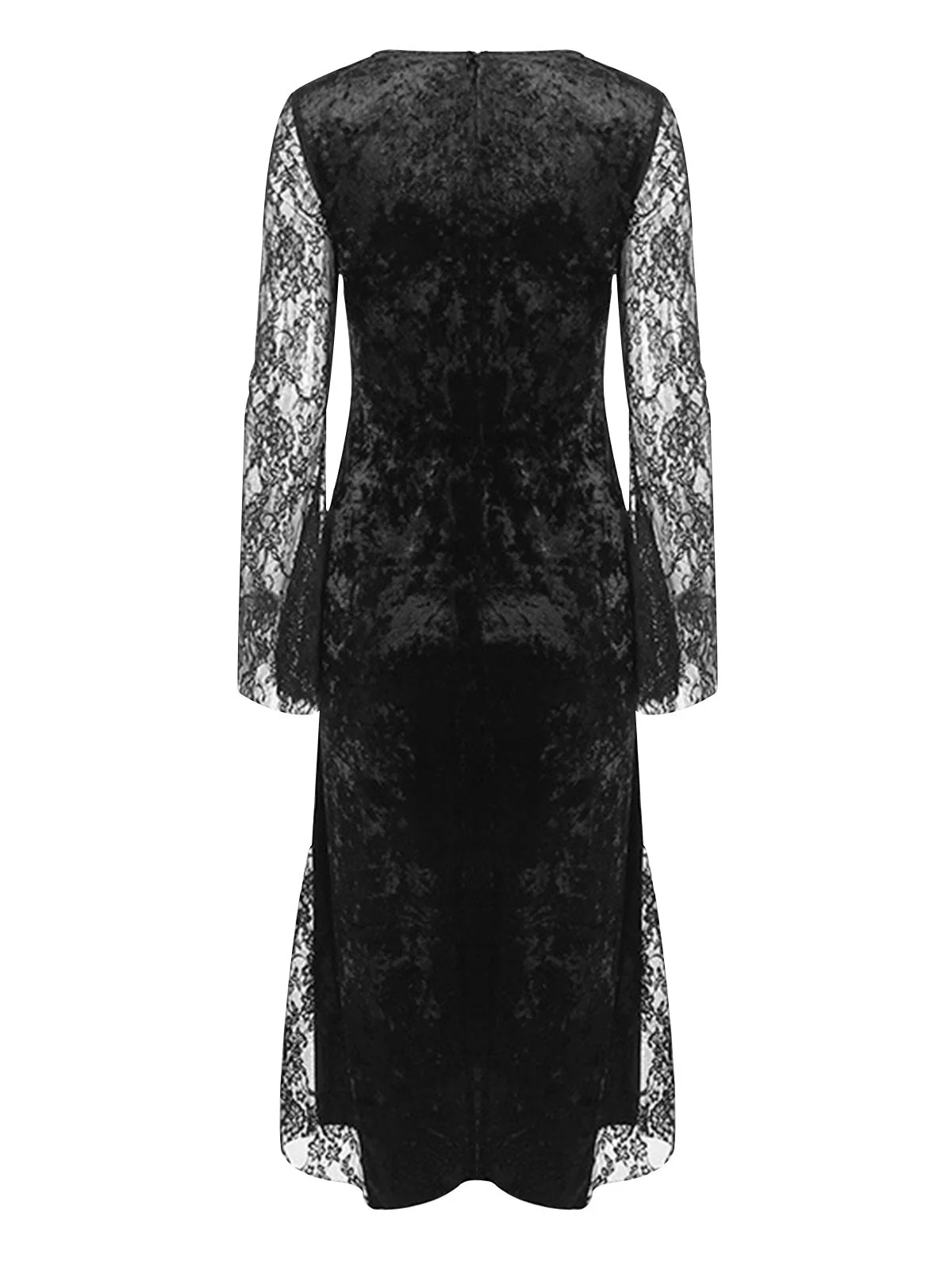 Schwarz 1960er Halloween Schlitz Spitze Kleid - Image 2