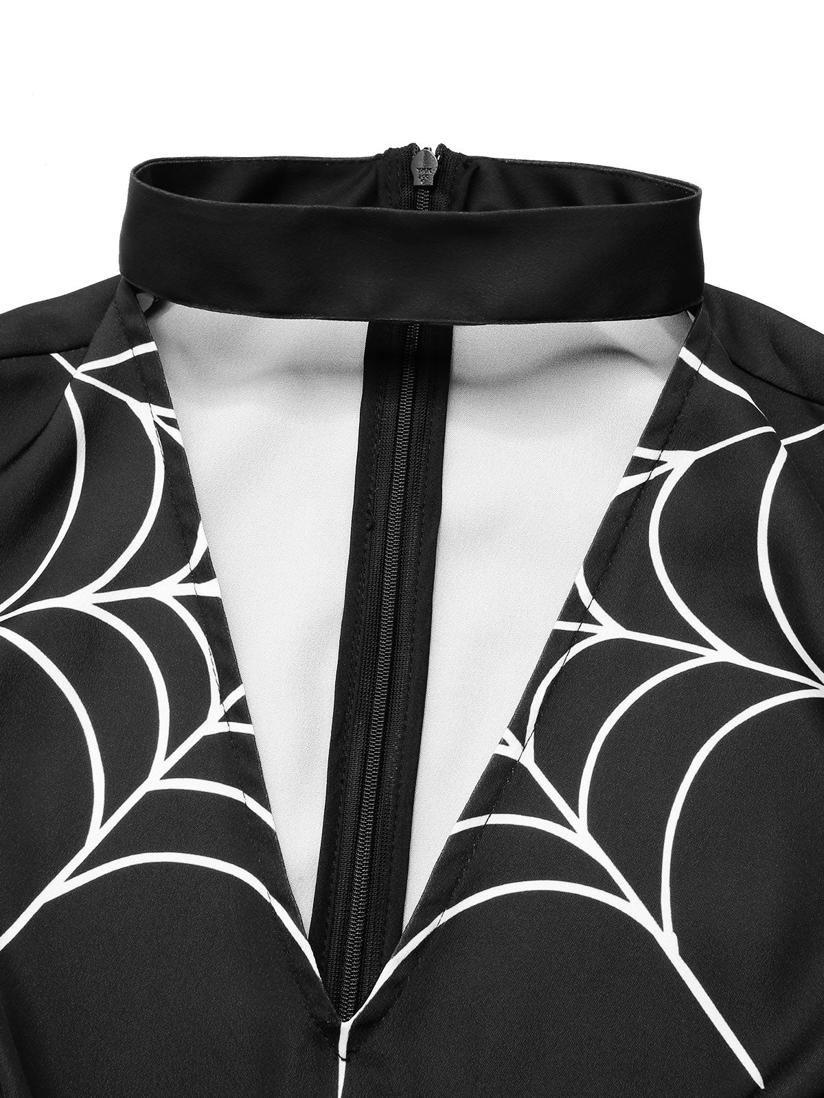 Schwarzes 1960er Halloween Spinnennetz Glocken-Bleistiftkleid - Image 7