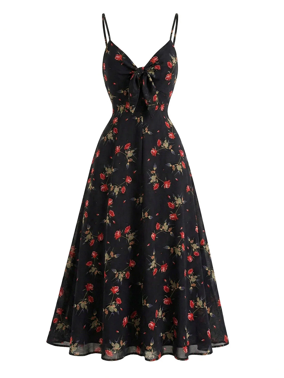 Bunt 1930er Blumen V-Ausschnitt Boho Slip Kleid - Image 10