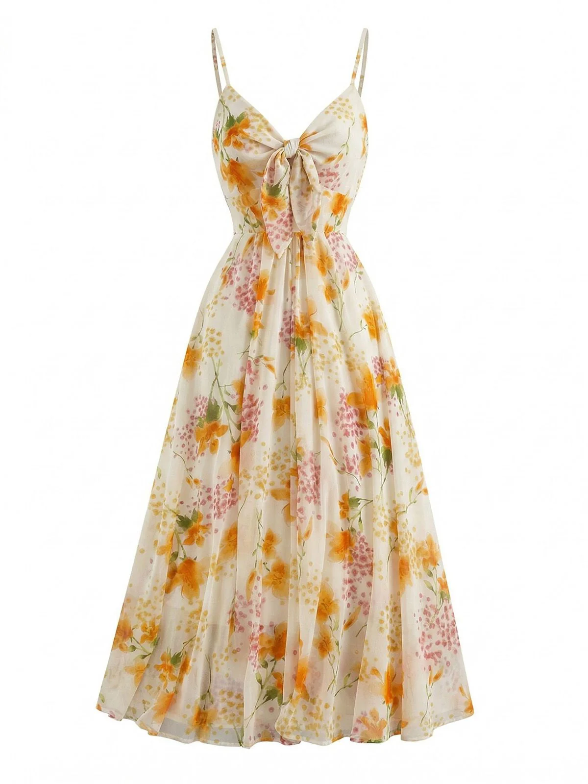 Bunt 1930er Blumen V-Ausschnitt Boho Slip Kleid - Image 9