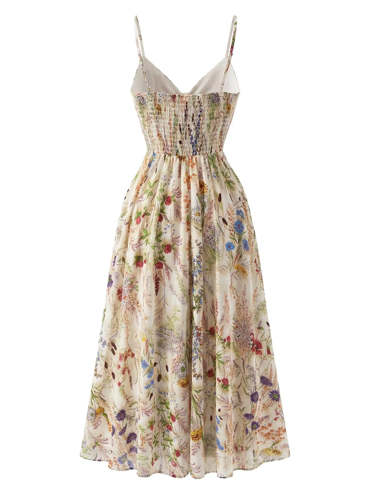 Bunt 1930er Blumen V-Ausschnitt Boho Slip Kleid - Image 2