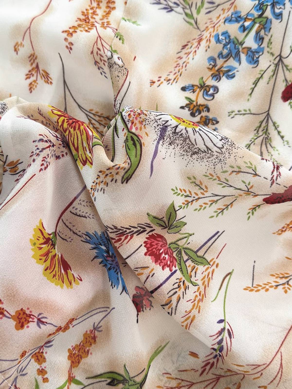 Bunt 1930er Blumen V-Ausschnitt Boho Slip Kleid - Image 5