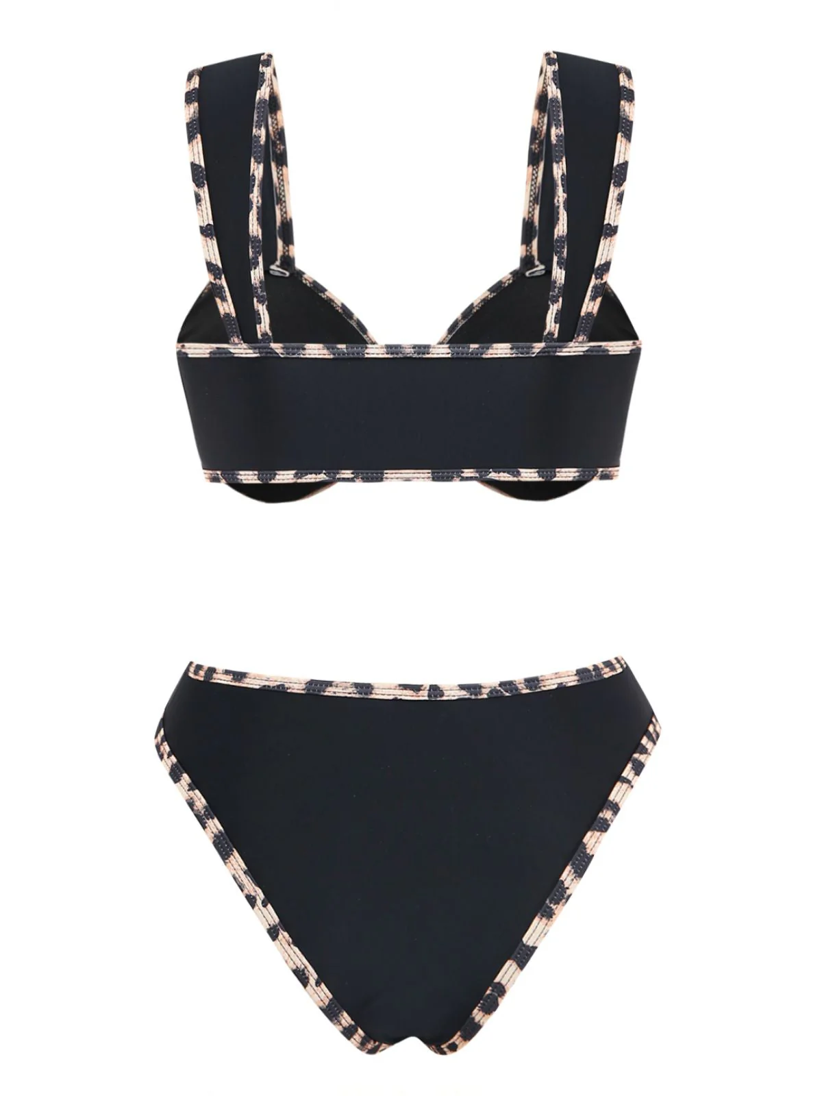 Schwarzes 50er Bikini-Set mit Leoparden-Besatz und Metall-Seestern - Image 3