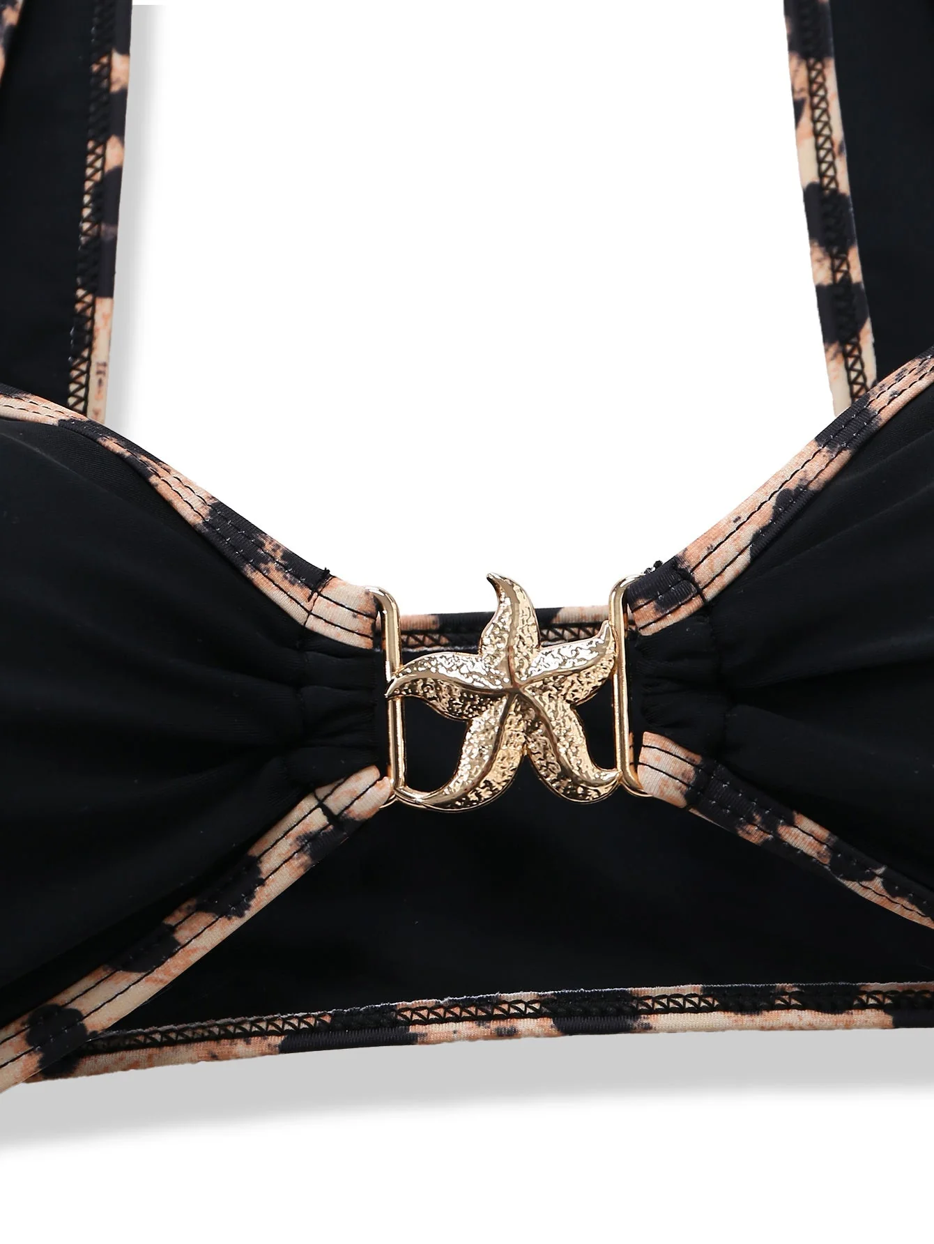 Schwarzes 50er Bikini-Set mit Leoparden-Besatz und Metall-Seestern - Image 4