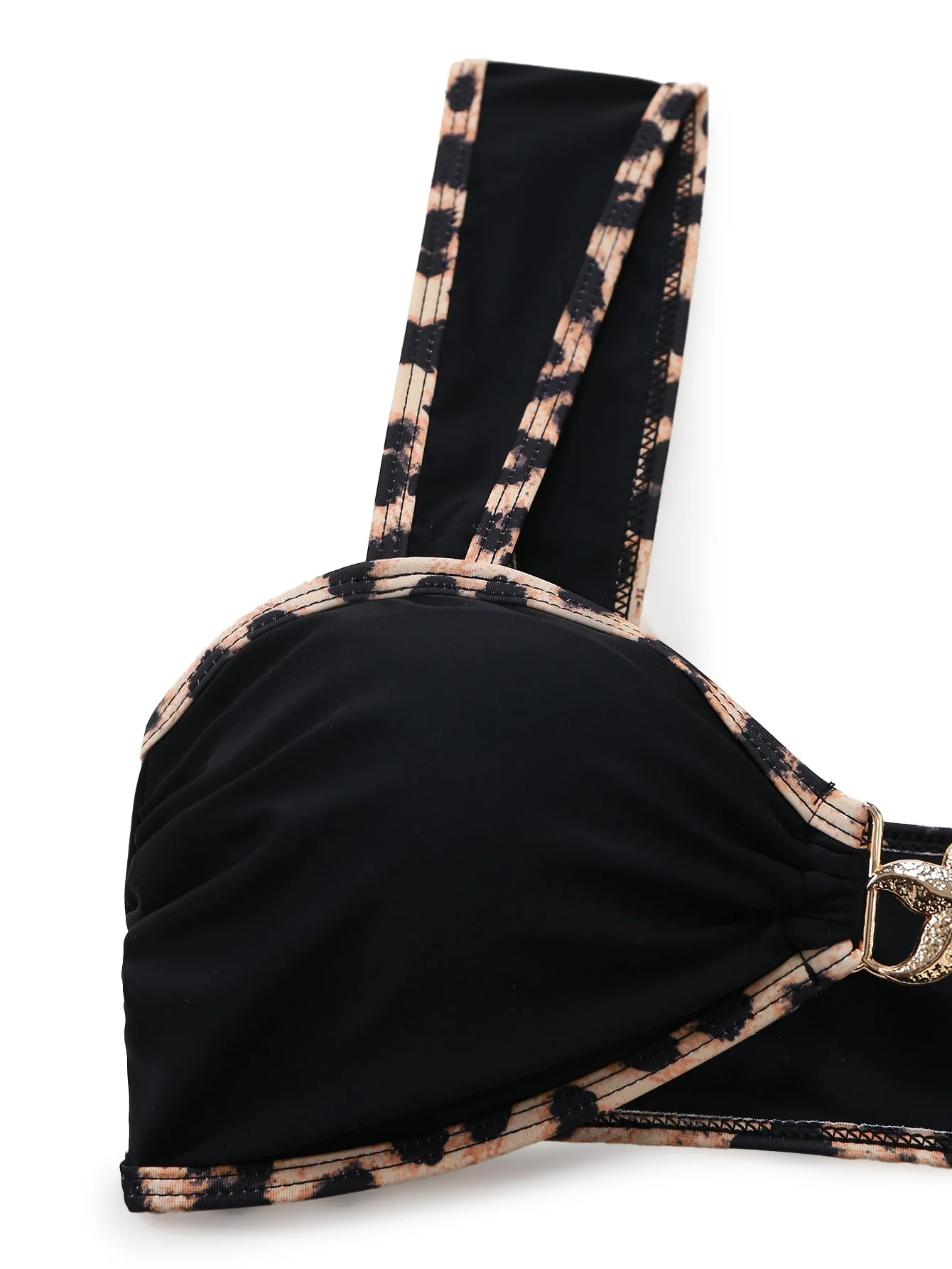 Schwarzes 50er Bikini-Set mit Leoparden-Besatz und Metall-Seestern - Image 5