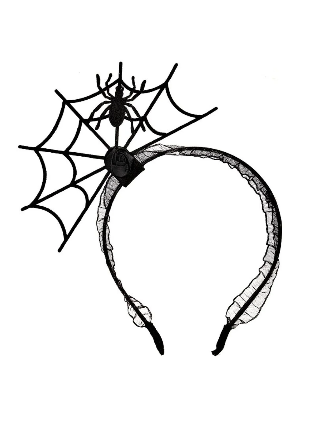 Schwarz Halloween Solide Spinnennetz Stirnband