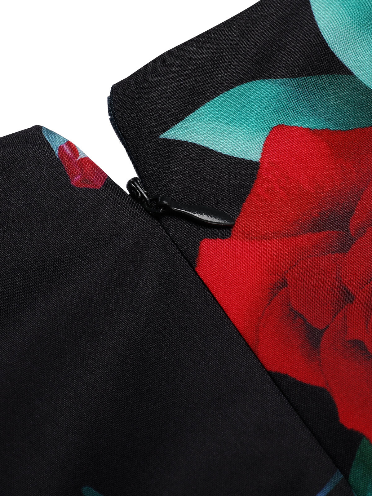SCHWARZES ROSEN LATERNEN ÄRMEL SCHNÜRKLEID - Image 10