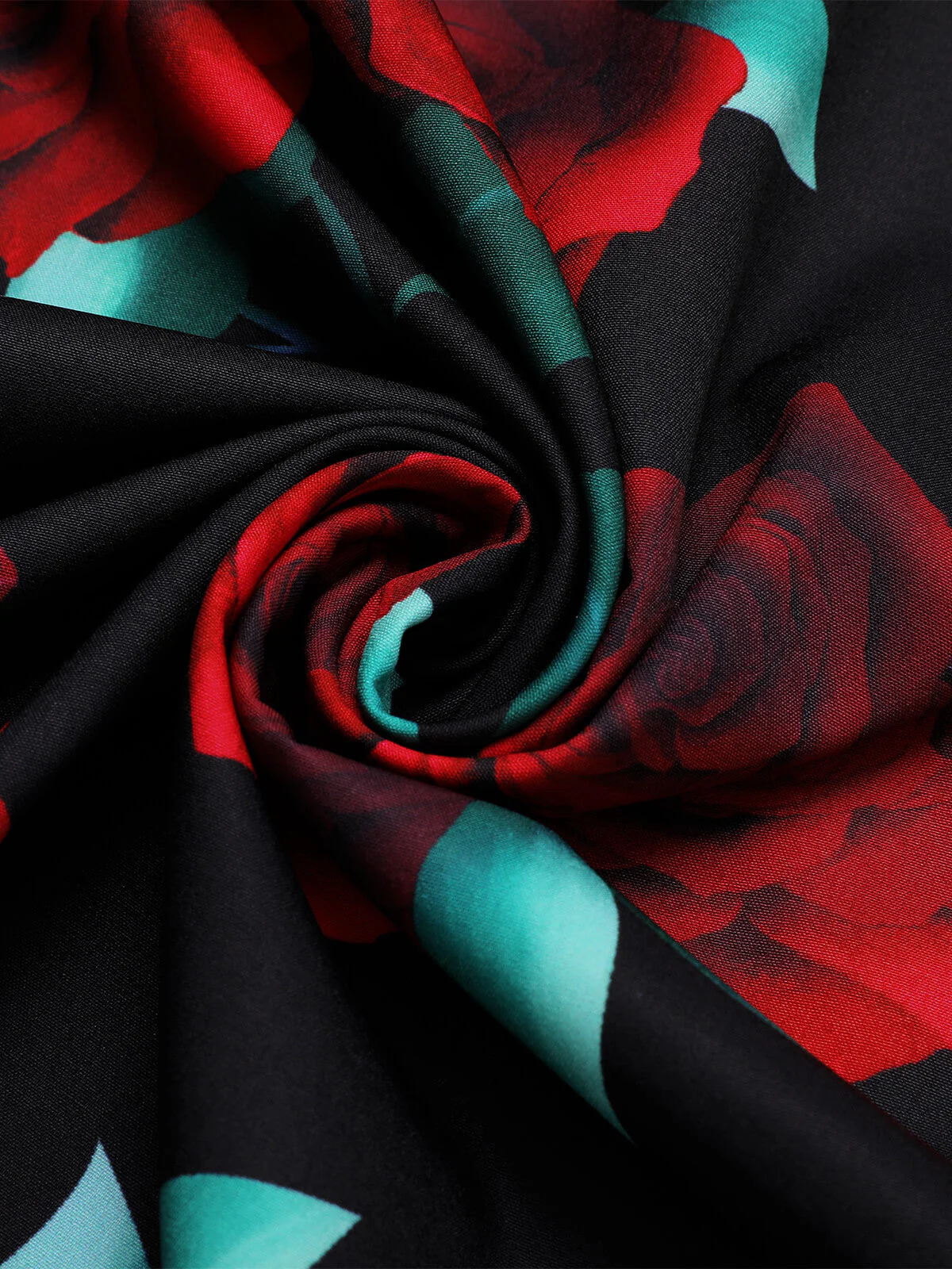 SCHWARZES ROSEN LATERNEN ÄRMEL SCHNÜRKLEID - Image 11