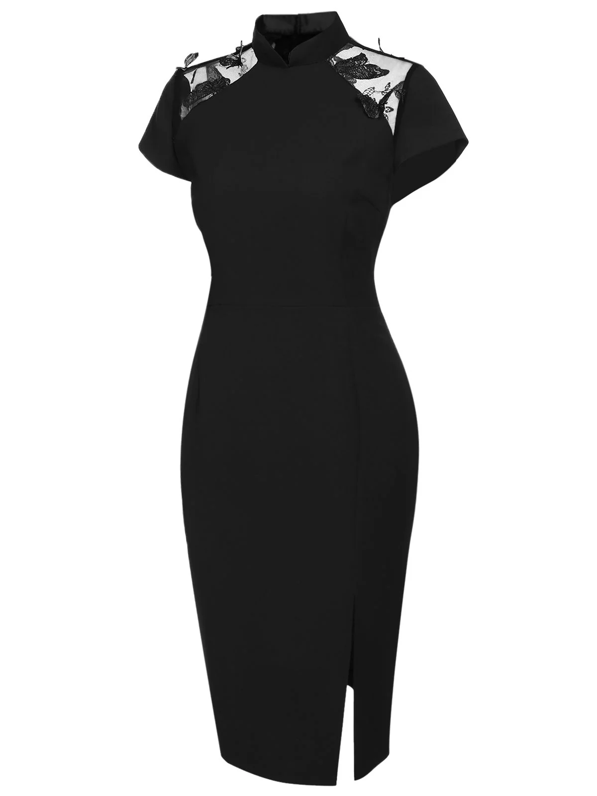 [Vorverkauf] Schwarz 1960er Schmetterling Rückenfrei Bleistift Kleid - Image 8