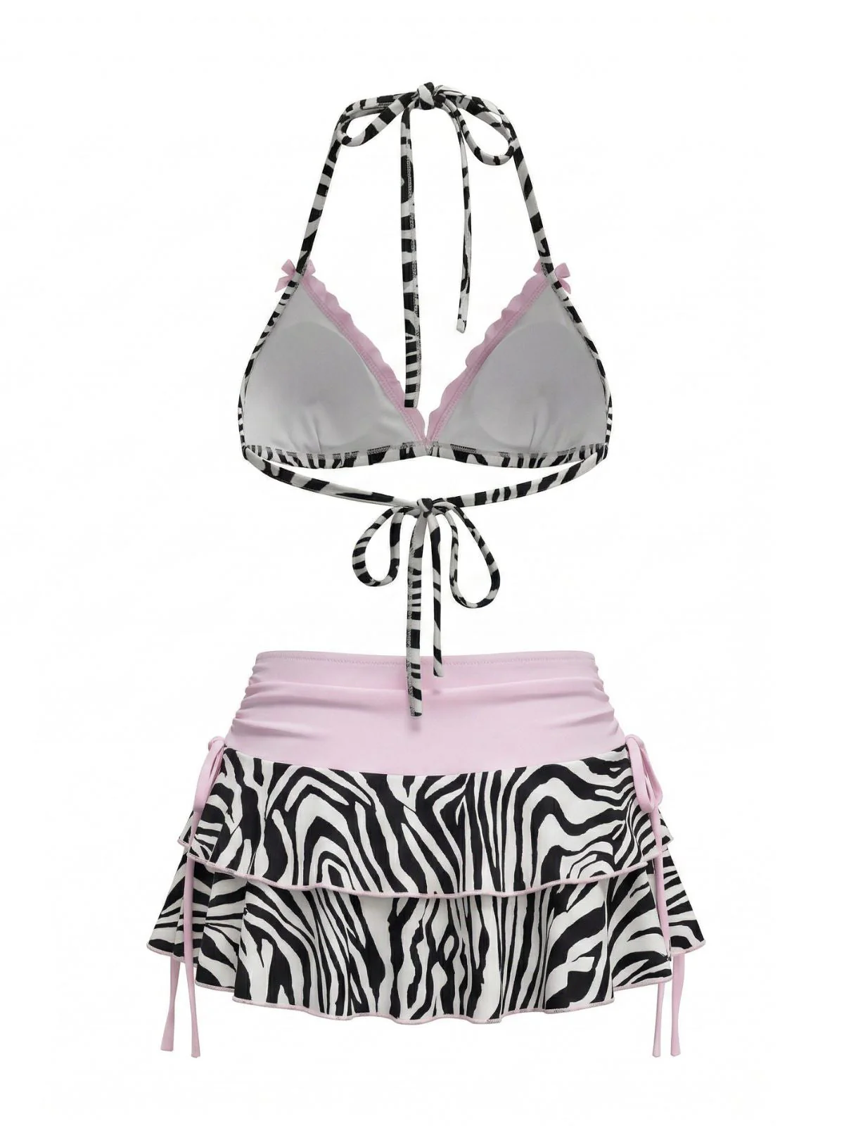 [Vorverkauf] Schwarzes & Weißes 50er Bikini-Set mit Zebra-Streifen - Image 2