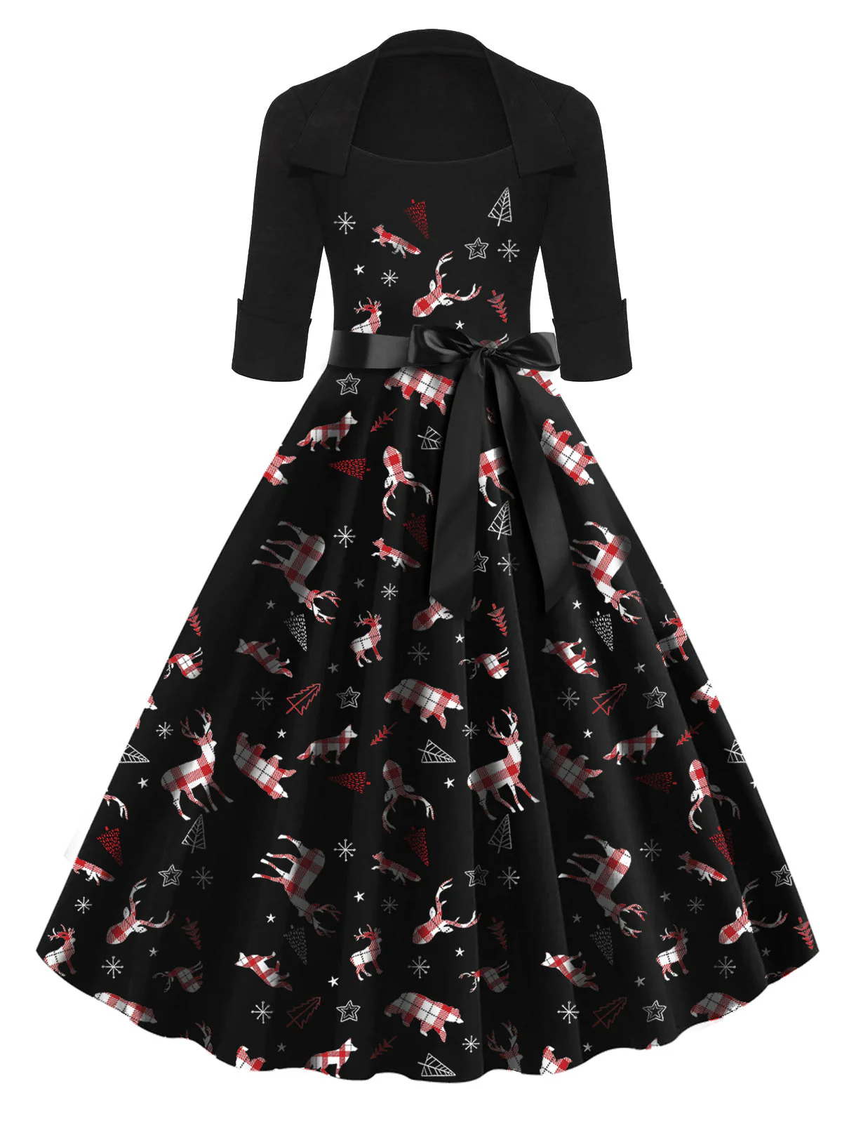 SCHWARZES WEIHNACHTSSCHLEIFEN SWING KLEID